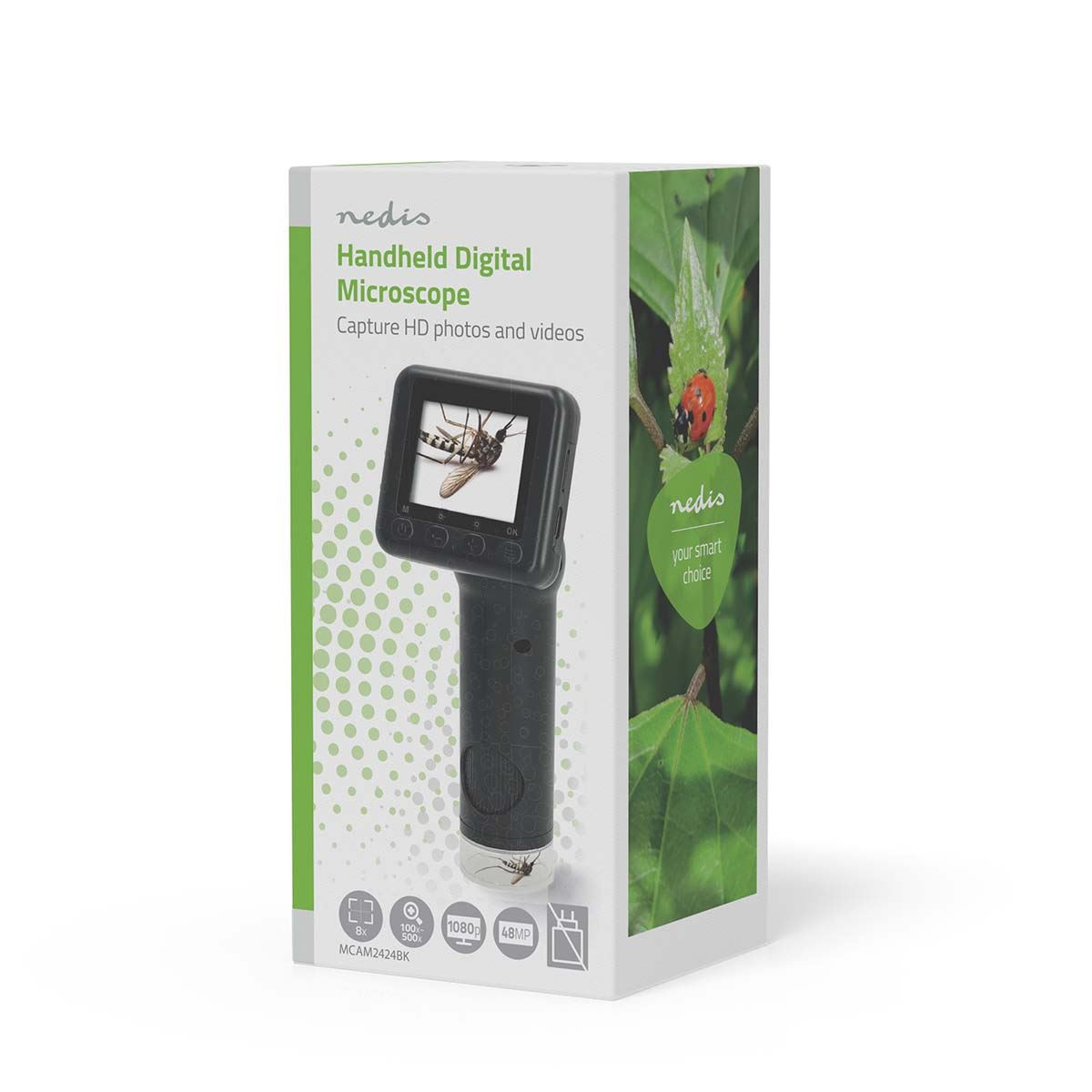 Nedis Microscope Camera | Maximum battery play time: 5 hrs | Built-in microphone | 1080P | up to 48MP | 2”Inch Screen | Black