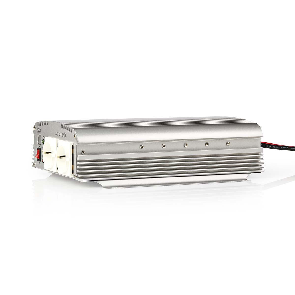 Nedis Power Inverter Modified Sine Wave | Input voltage: 24 V DC | Device power output connection(s): Type F (CEE 7/3) | 230 V AC 50 Hz | 1000 W | Peak power output: 2400 W | Battery Clamps | Silver