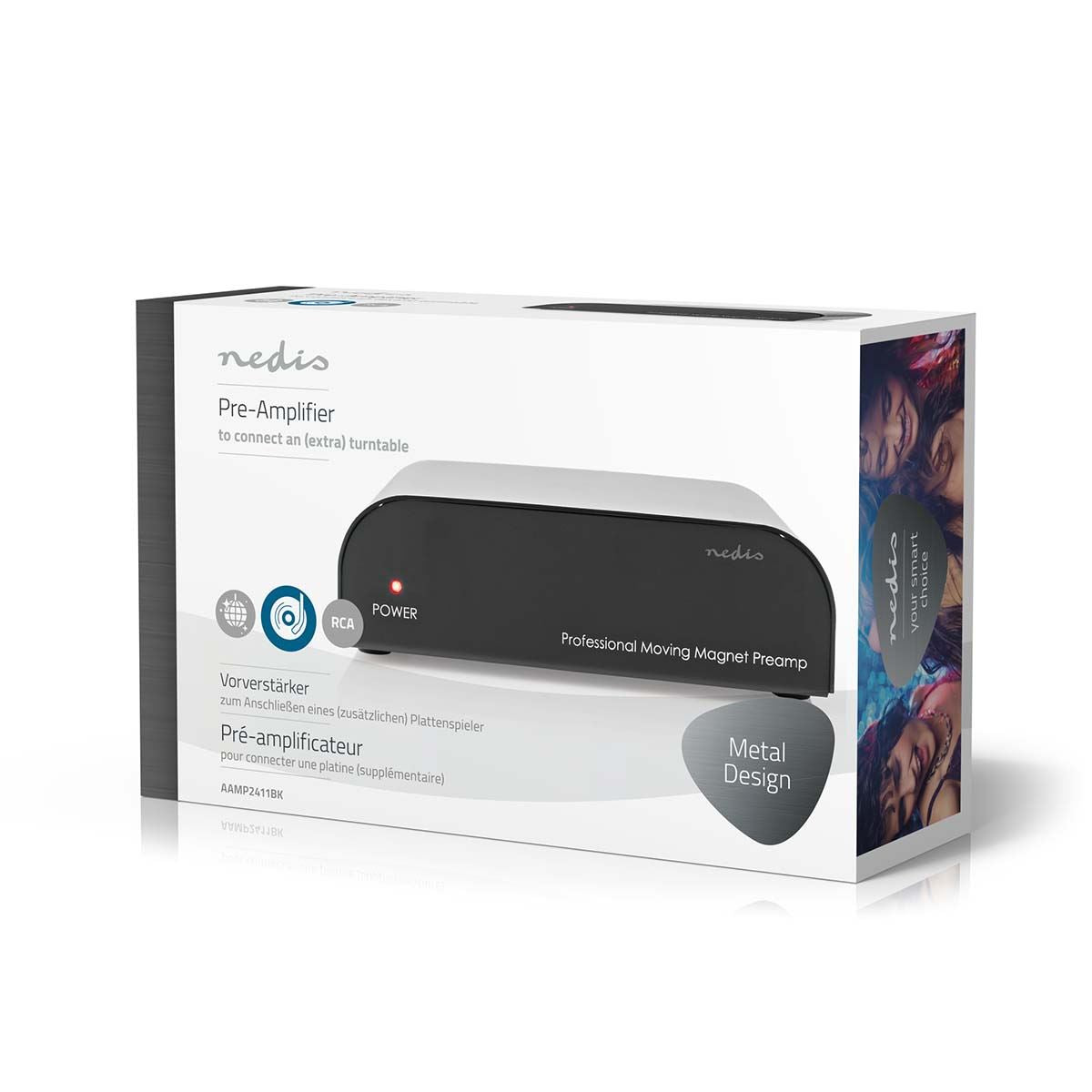 Nedis Preamplifier | Connection input: 1x RCA | Connection output: 1x RCA | 2 Channels | Phono / Turntable | Automatic | Black
