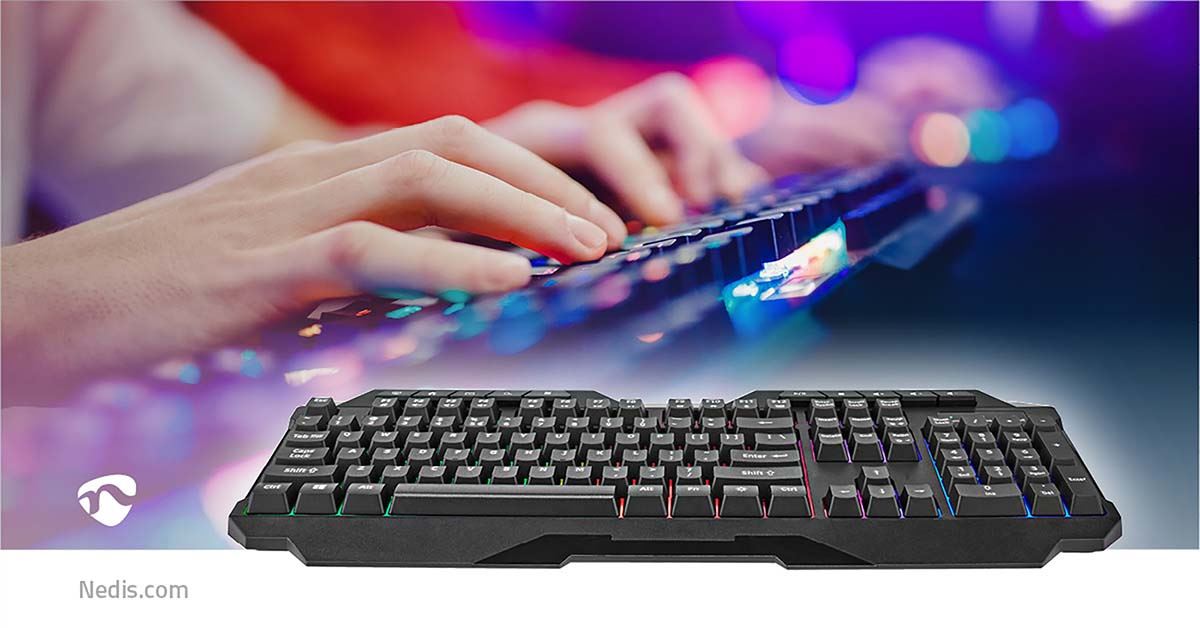 Nedis Wired Gaming Keyboard | USB Type-A | Membrane Keys | LED | QWERTY | US Layout | USB Powered | Power cable length: 1.30 m | Multimedia