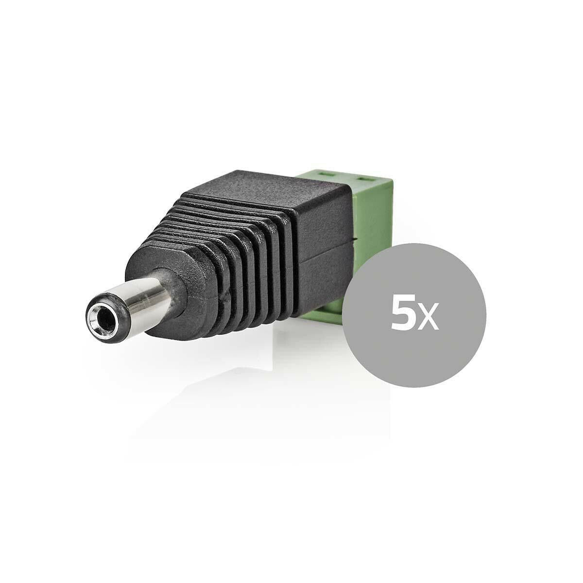 Nedis CCTV Security Connector | 2-Way Terminal Block | 5.5 x 2.1 mm Male | Male | Black / Green