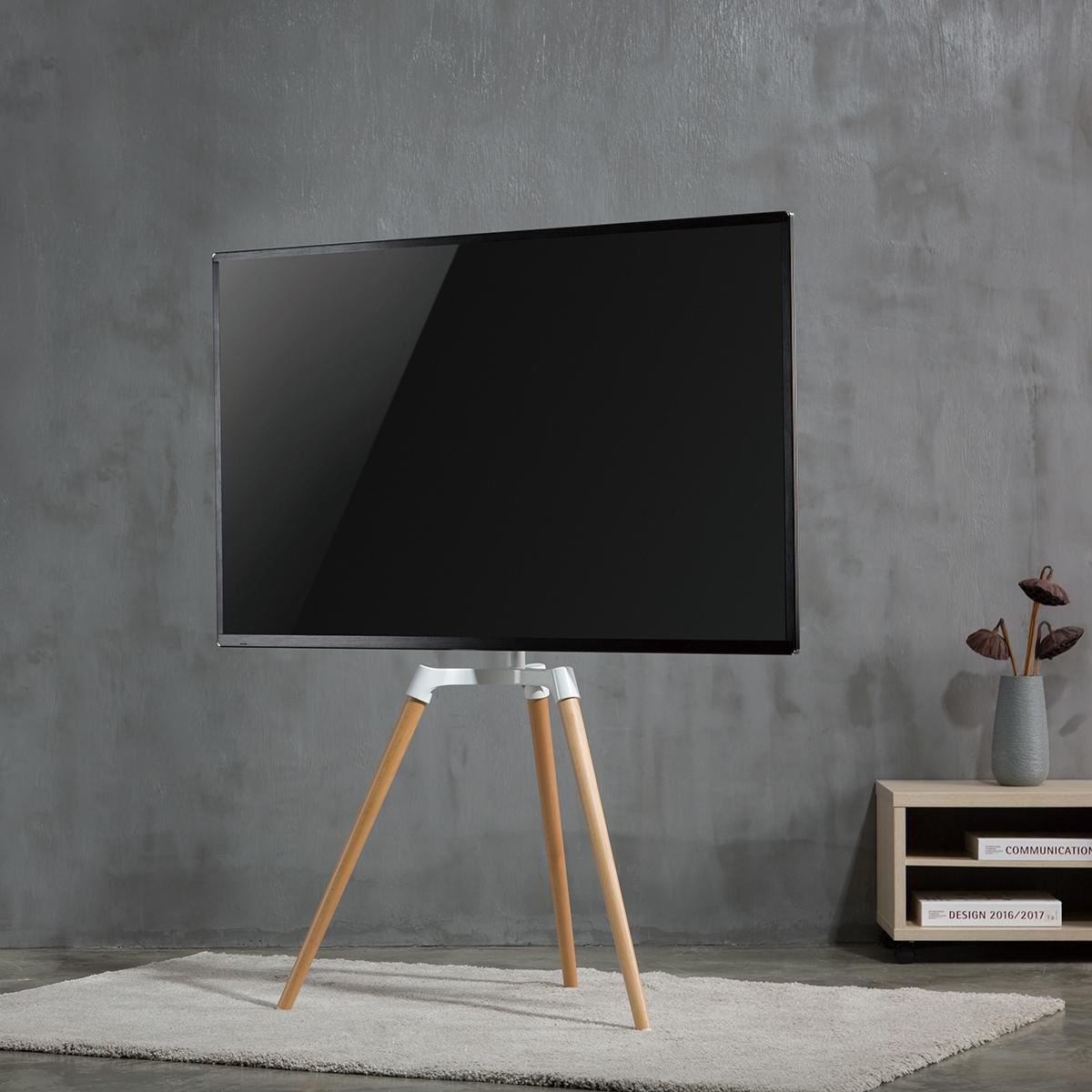 Nedis TV Floor Stand | 50 - 65 " | Maximum supported screen weight: 35 kg | Scandinavian Design | Rotatable | Anti-tip strap | Snap-lock | Aluminium / Steel | White