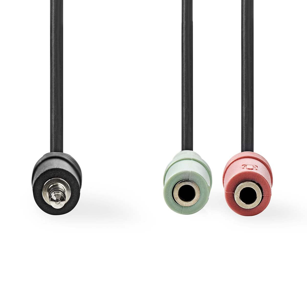 Nedis Stereo Audio Cable | 3.5 mm Male | 2x 3.5 mm Female | Nickel Plated | 0.20 m | Round | Black | Envelope