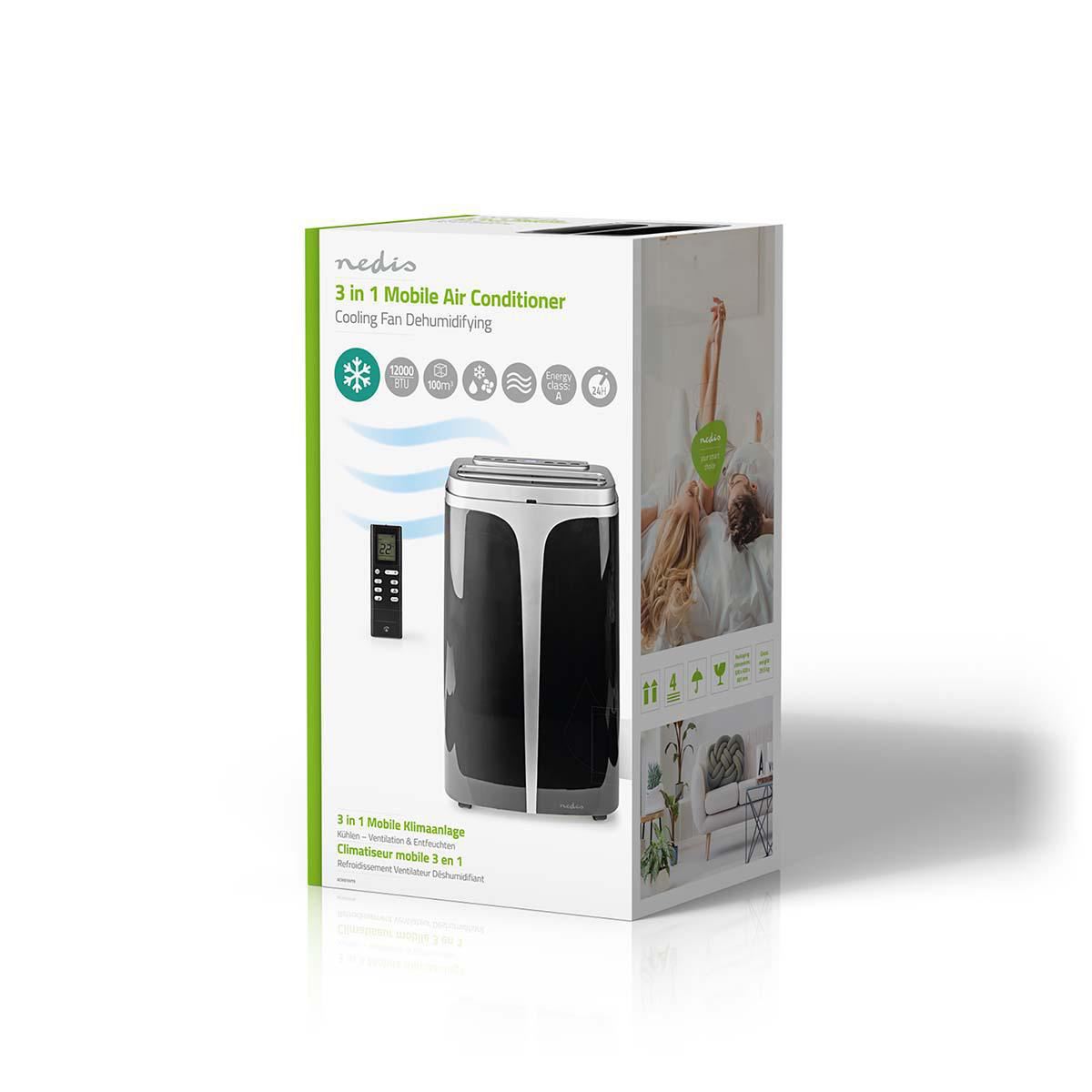 Nedis Mobile Air Conditioner | 12000 BTU | 100 m³ | 3-Speed | Remote control | Shut-off timer | Black / Grey