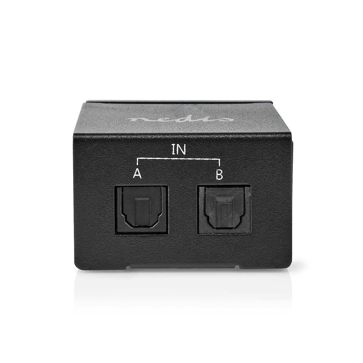 Nedis Digital Audio Switch | 2-way | Connection input: DC Power / 2x TosLink | Connection output: TosLink Female | Manual / Switch | Metal | Black