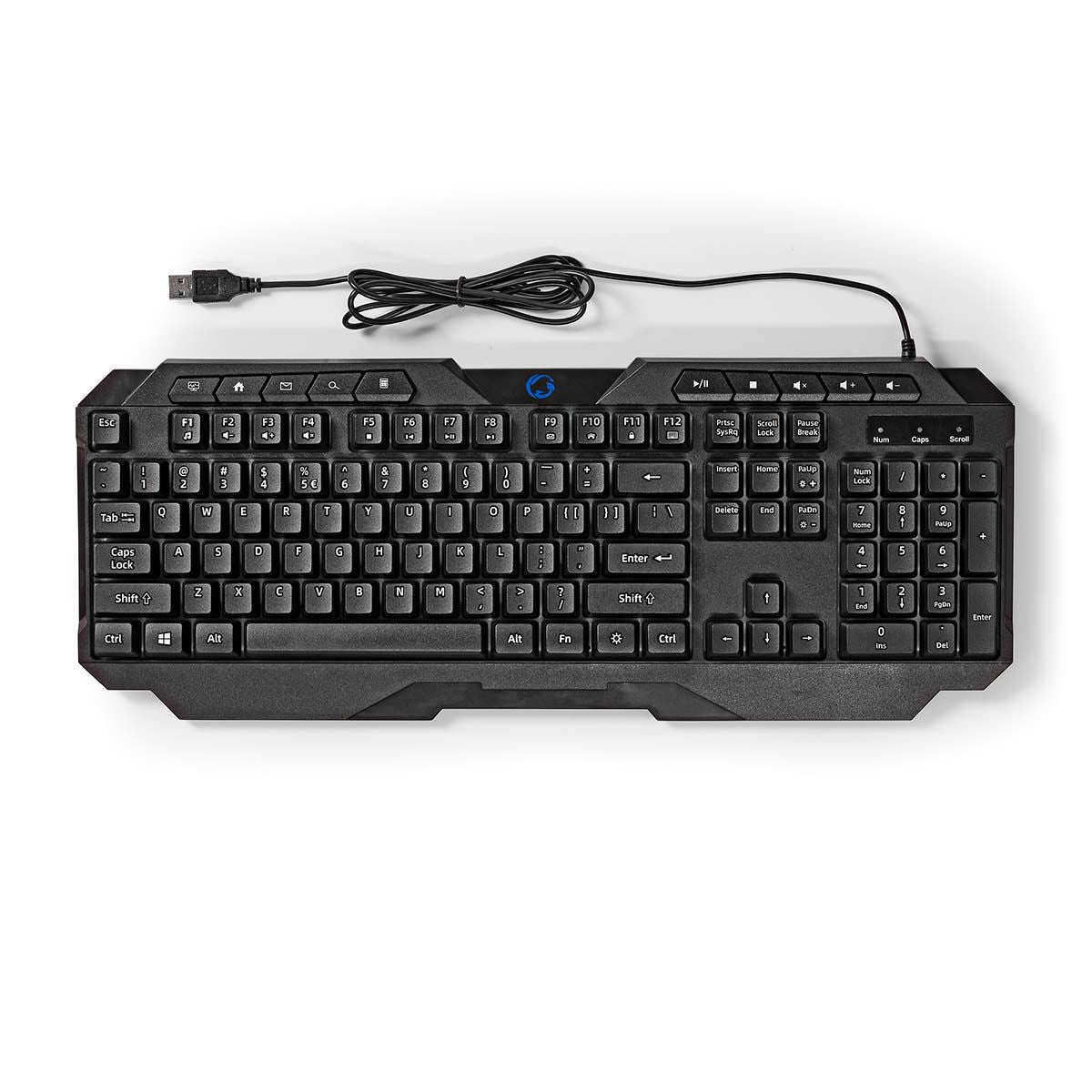 Nedis Wired Gaming Keyboard | USB Type-A | Membrane Keys | LED | QWERTY | US Layout | USB Powered | Power cable length: 1.30 m | Multimedia