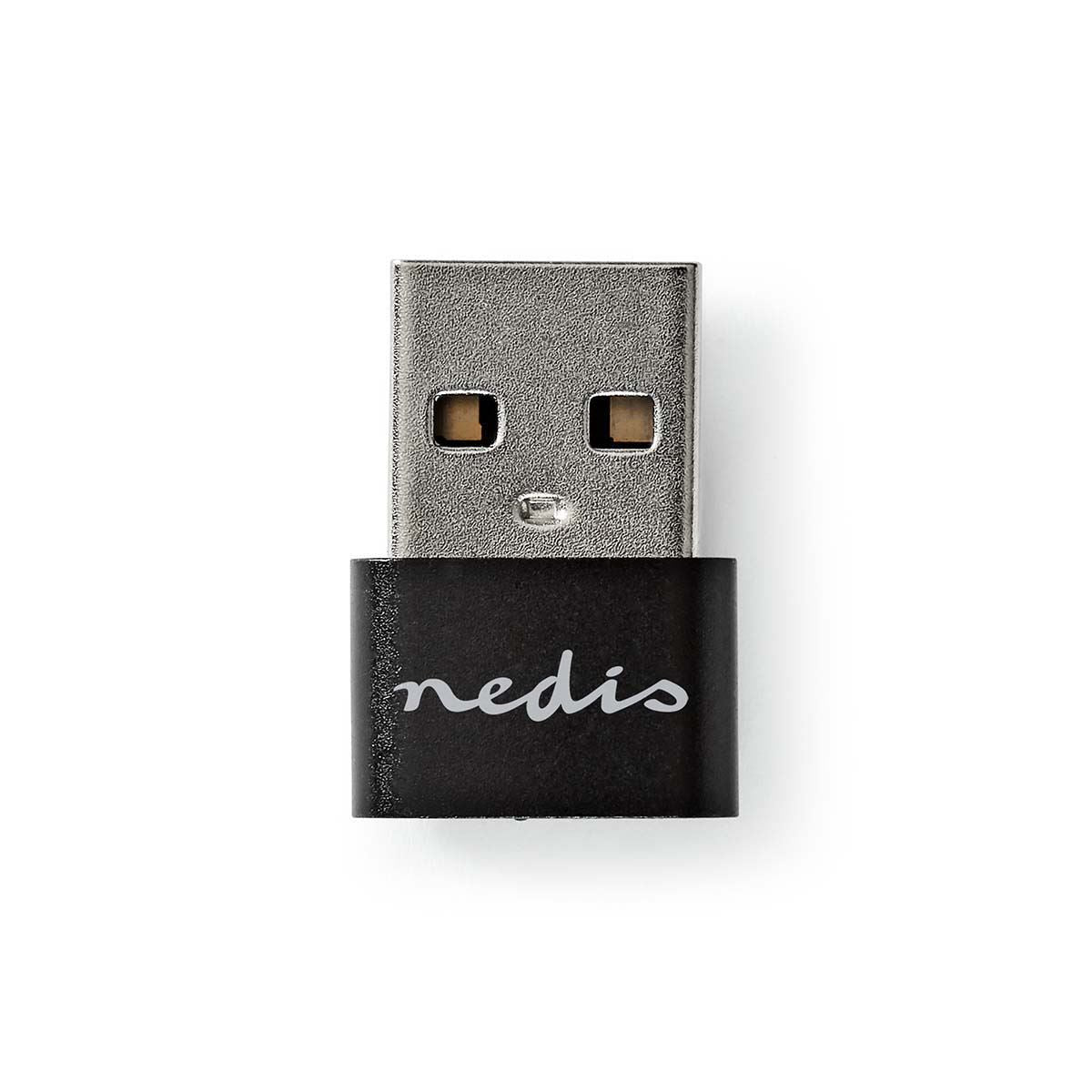 Nedis USB-A Adapter | USB 2.0 | USB-A Male | USB-C™ Female | 480 Mbps | Round | Nickel Plated | Black | Box