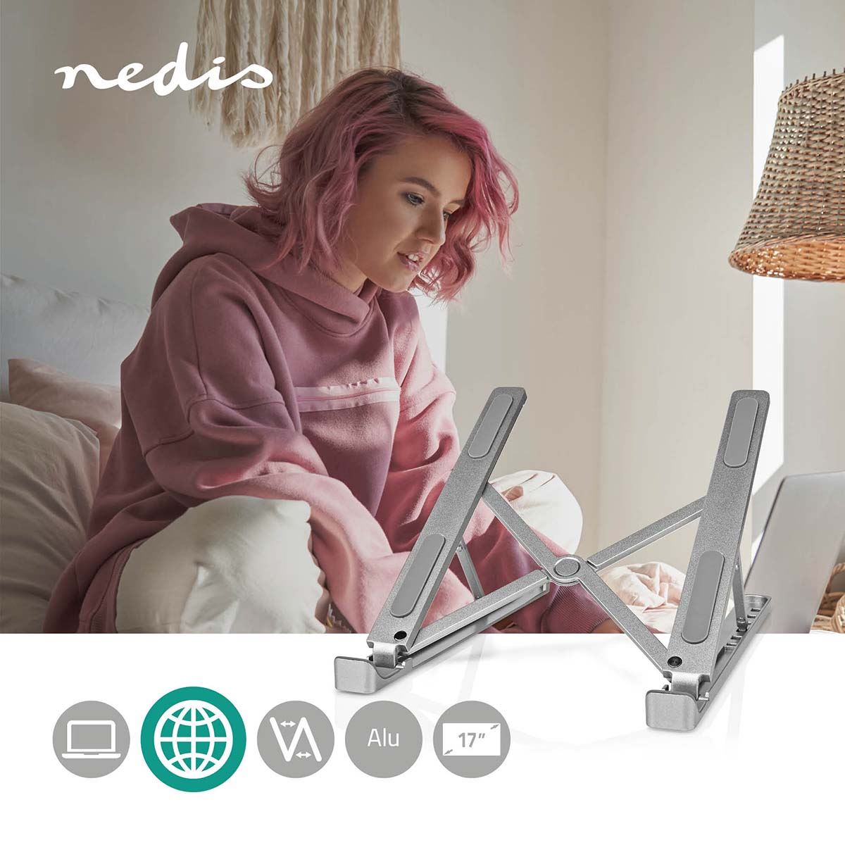 Nedis Notebook Stand | Number of angles: 6 | 17 " | Without Lighting | Foldable