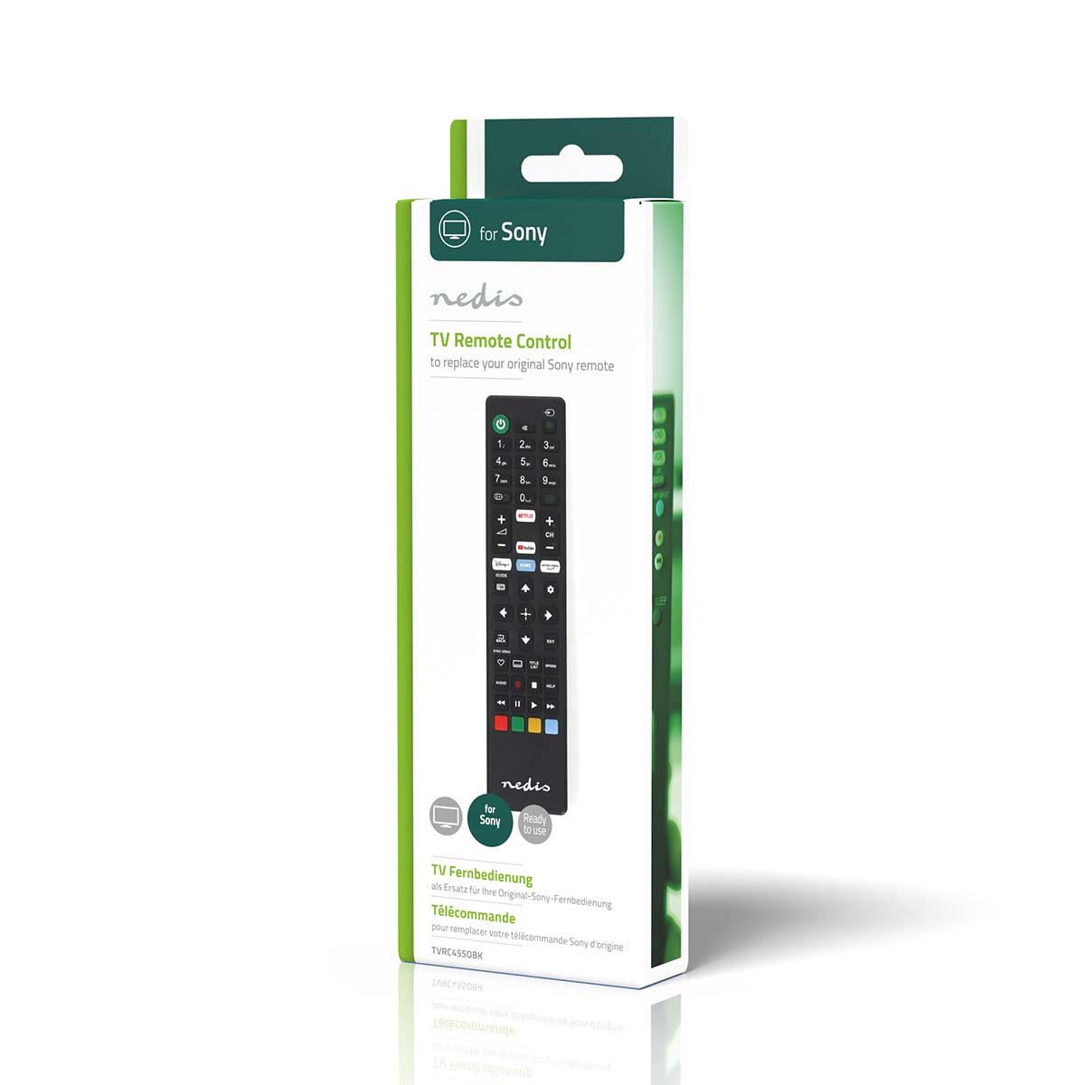 Nedis Replacement Remote Control | Suitable for: Sony | Fixed | 1 Device | Amazon Prime / Disney + Button / Netflix Button / Youtube Button | Infrared | Black