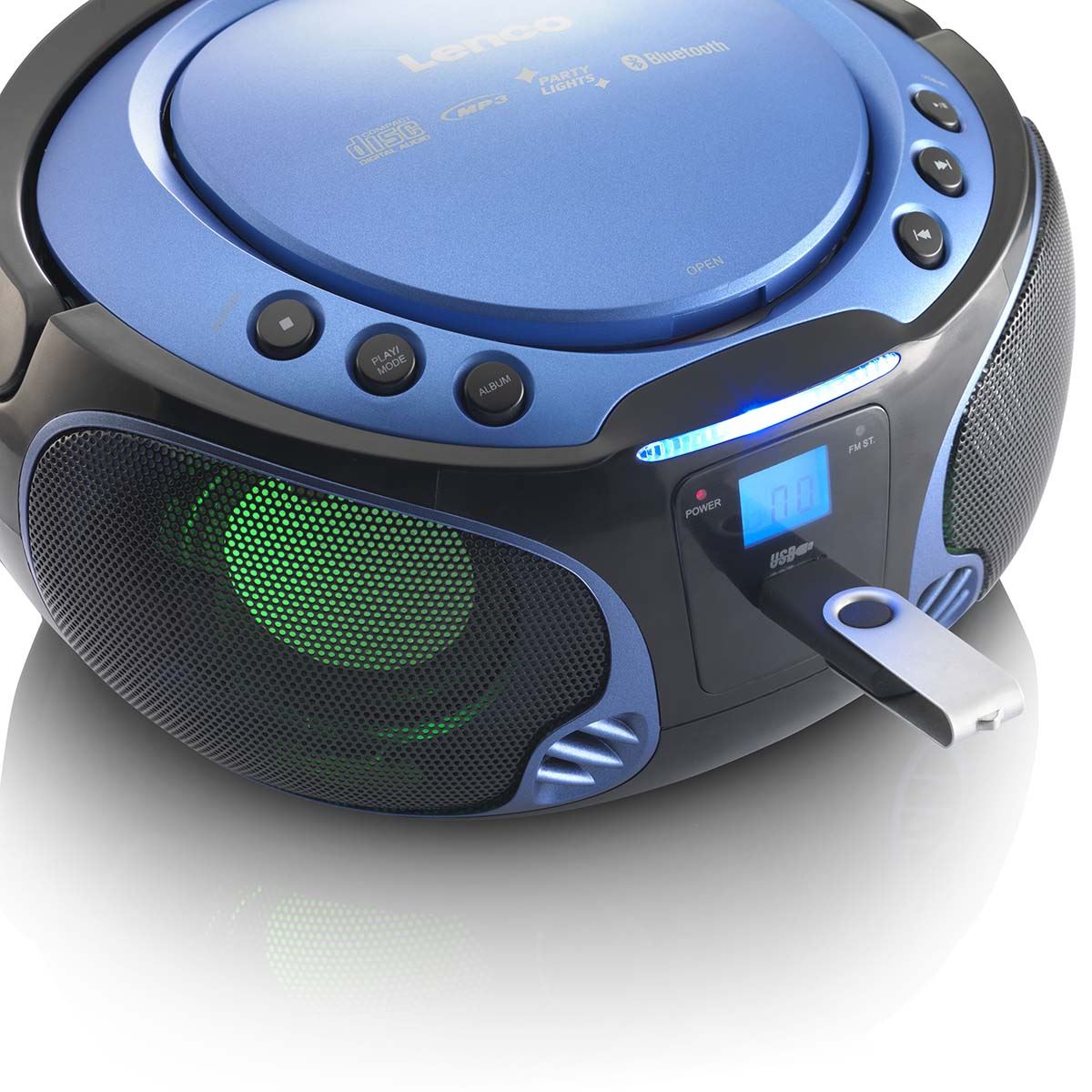 Lenco SCD-550BU Portable FM Radio CD/MP3/USB/Bluetooth® Player with LED lighting Blue