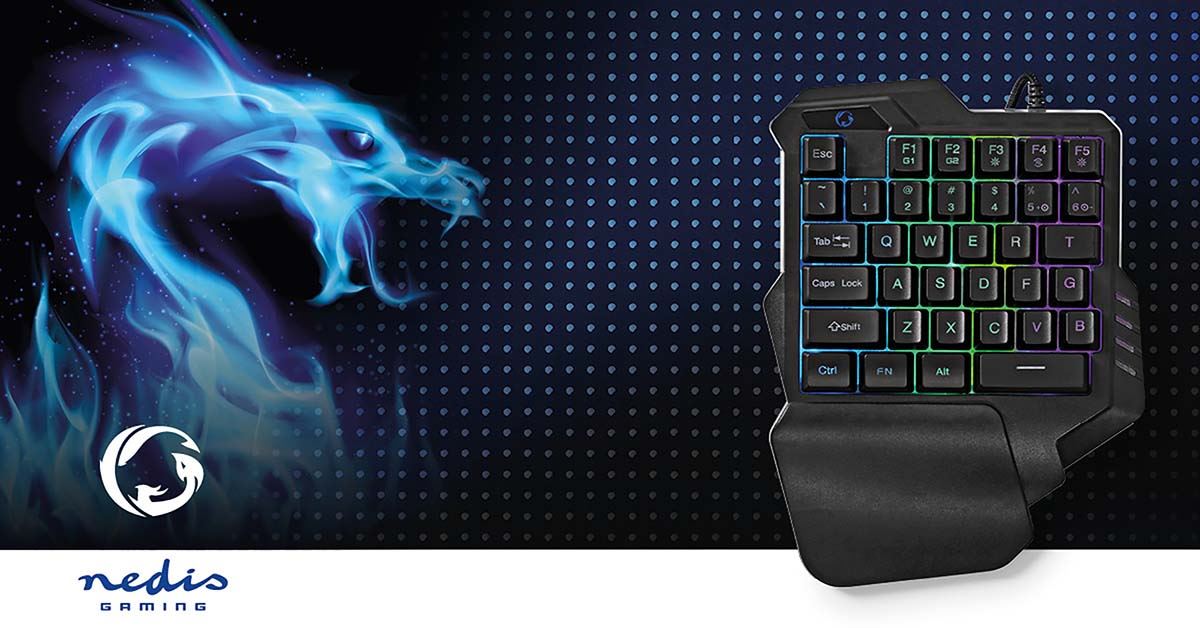 Nedis Wired Gaming Keyboard | USB Type-A | Membrane Keys | RGB | Single-Handed | Universal | USB Powered | Power cable length: 1.60 m | Gaming