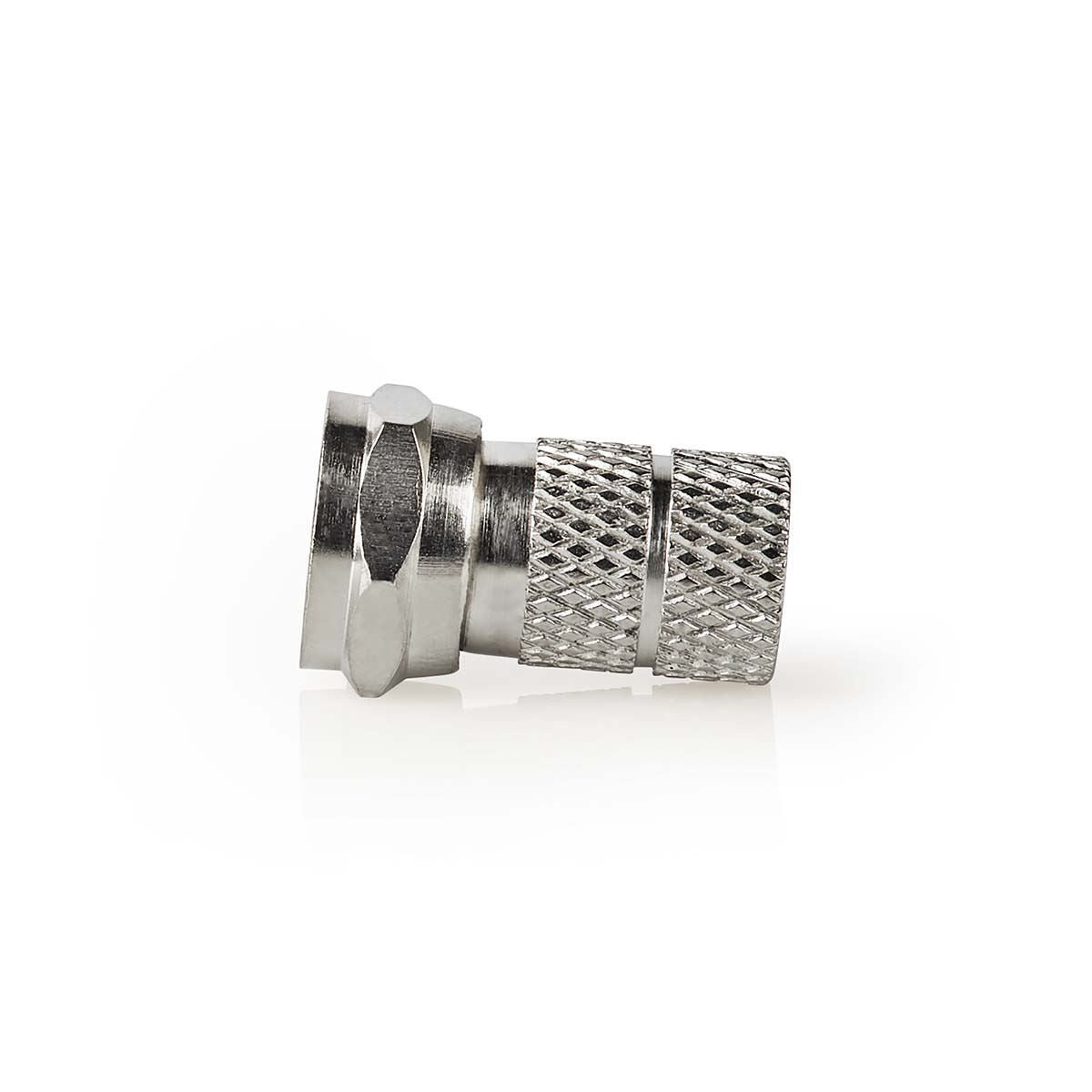 Nedis F-Connector | Straight | Male | Nickel Plated | 75 Ohm | Twist-on | Cable input diameter: 7.0 mm | Zinc Alloy | Silver | 5 pcs | Box