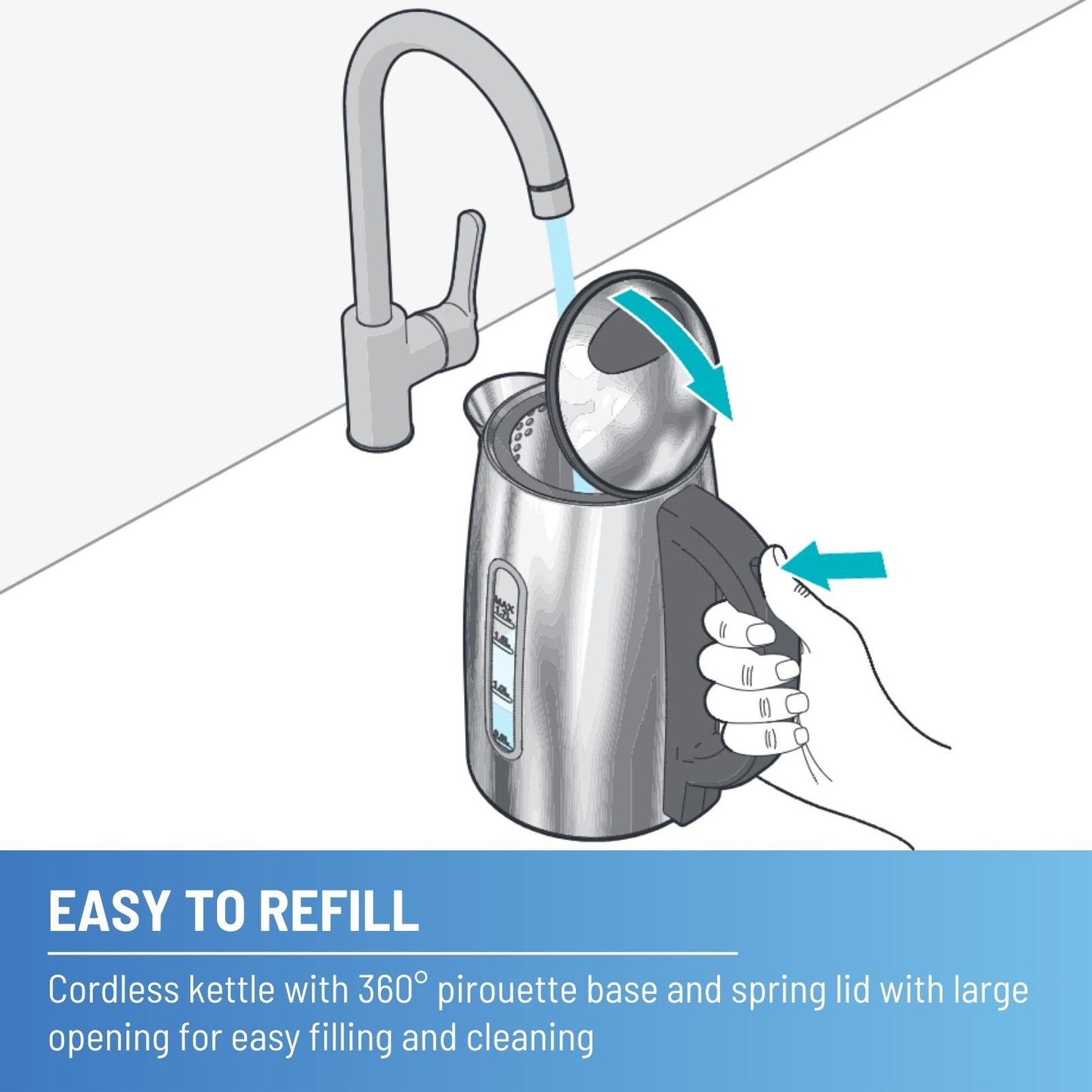 Nedis SmartLife Electric Kettle | Wi-Fi | 1.7 l | Stainless Steel | 70,80,90,100 °C | Temperature indicator | Rotatable 360 degrees | Concealed heating element | Strix® controller | Android™ / IOS