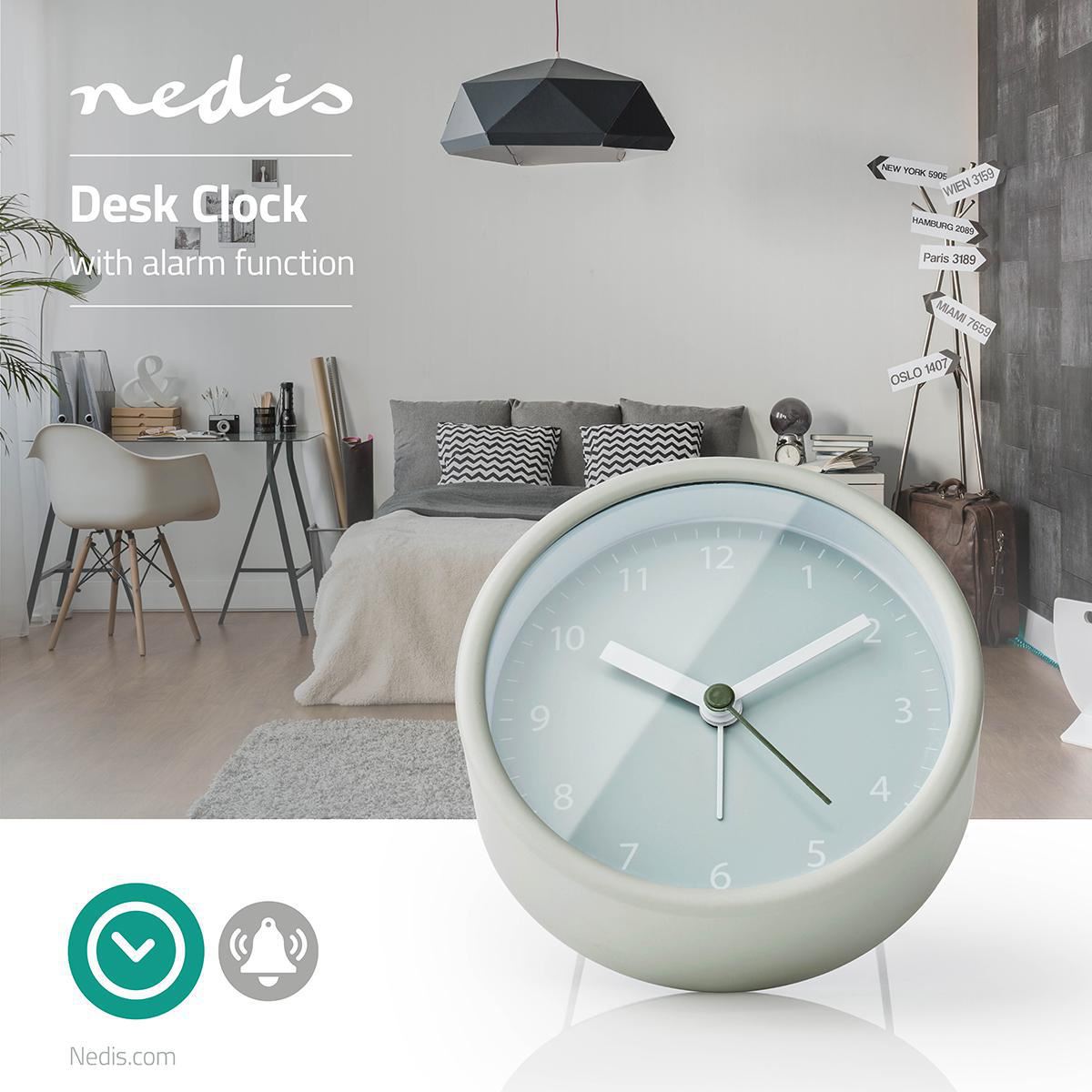 Nedis Analogue Desk Alarm Clock | Snooze function | Green