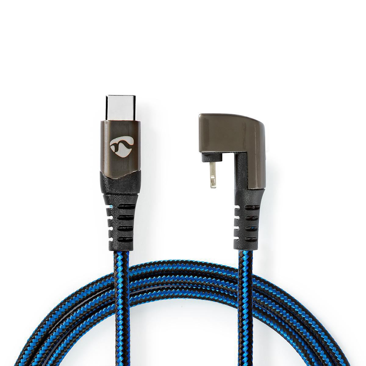 Nedis USB Cable | USB 2.0 | Apple Lightning 8-Pin | USB-C™ Male | 60 W | 480 Mbps | Nickel Plated | 2.00 m | Round | Braided / Nylon | Black / Blue | Cover Window Box