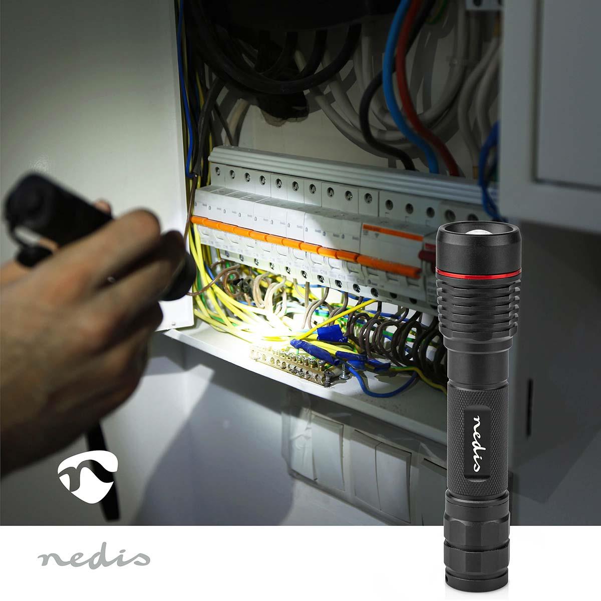 Nedis LED Torch | Battery Powered | 3.7 V DC | 10 W | N/A | Batteries included | Rechargeable | Rated luminous flux: 1000 lm | Light range: 200 m | Beam angle: 10 °