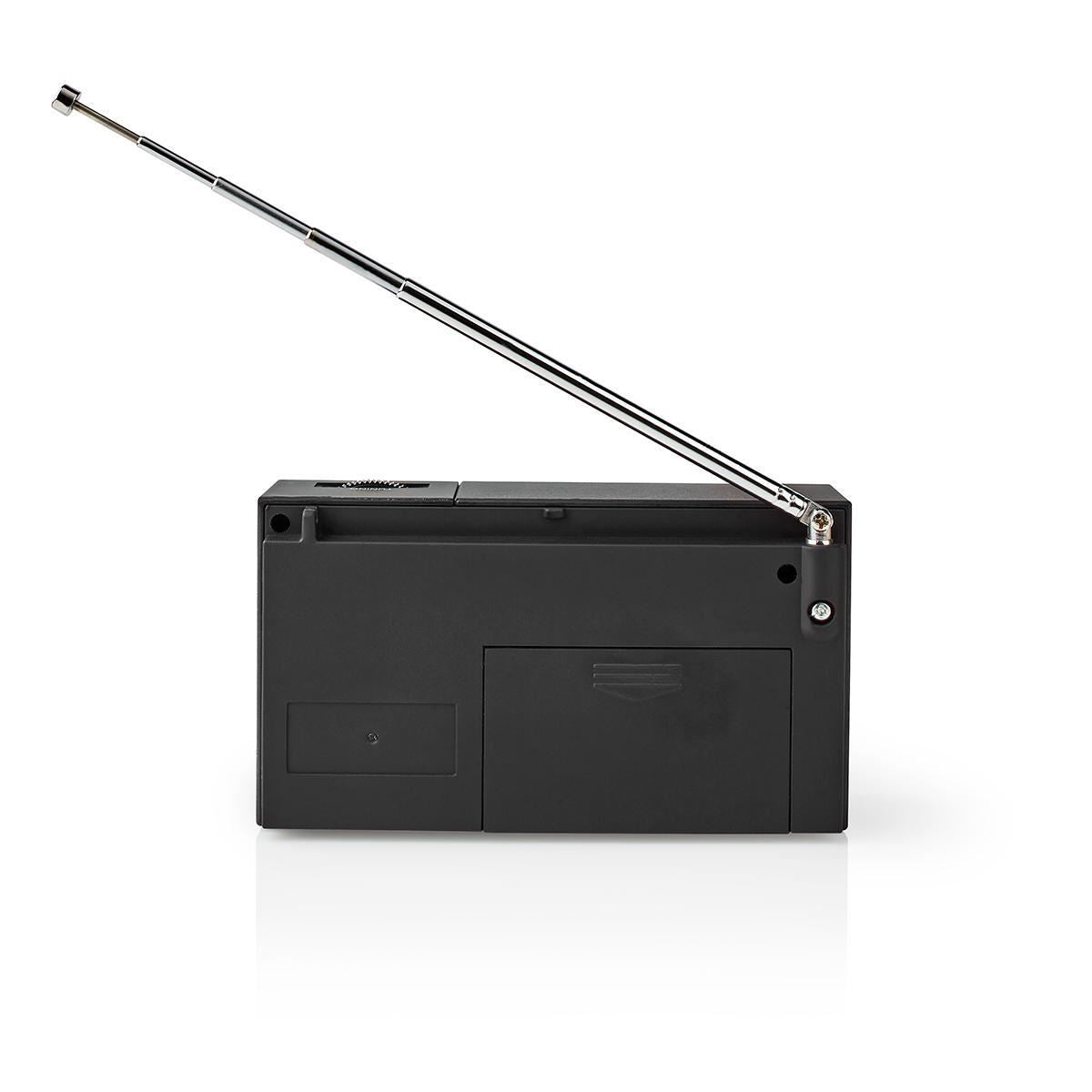 Nedis FM Radio | Portable Design | AM / FM | Battery Powered | Analogue | 1.5 W | Black White Screen | Headphone output | IP20 | Black