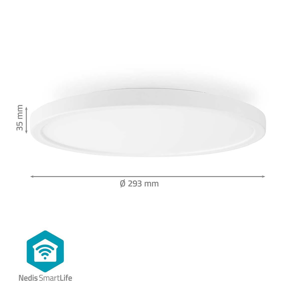 Nedis SmartLife Ceiling Light | Wi-Fi | RGB / Warm to Cool White | Round | Diameter: 290 mm | 1800 lm | 2700 - 6500 K | IP20 | Energy class: F | Android™ / IOS