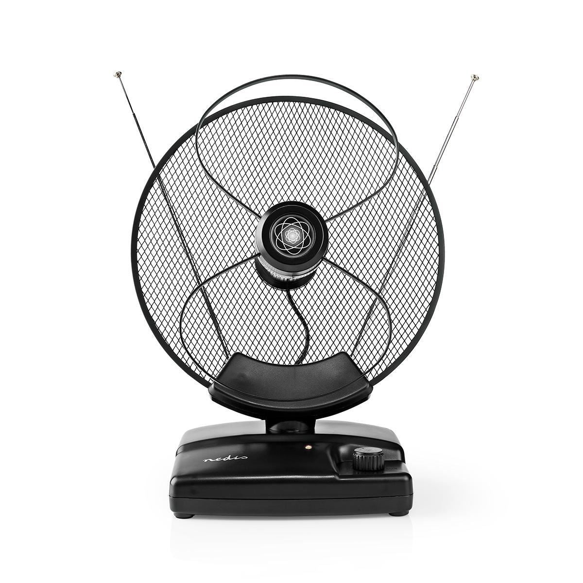 Nedis Indoor HDTV Antenna | Active | FM / UHF / VHF | Reception range: 0-25 km | LTE700 | Gain: 36 dB | Gain control | ABS | Black