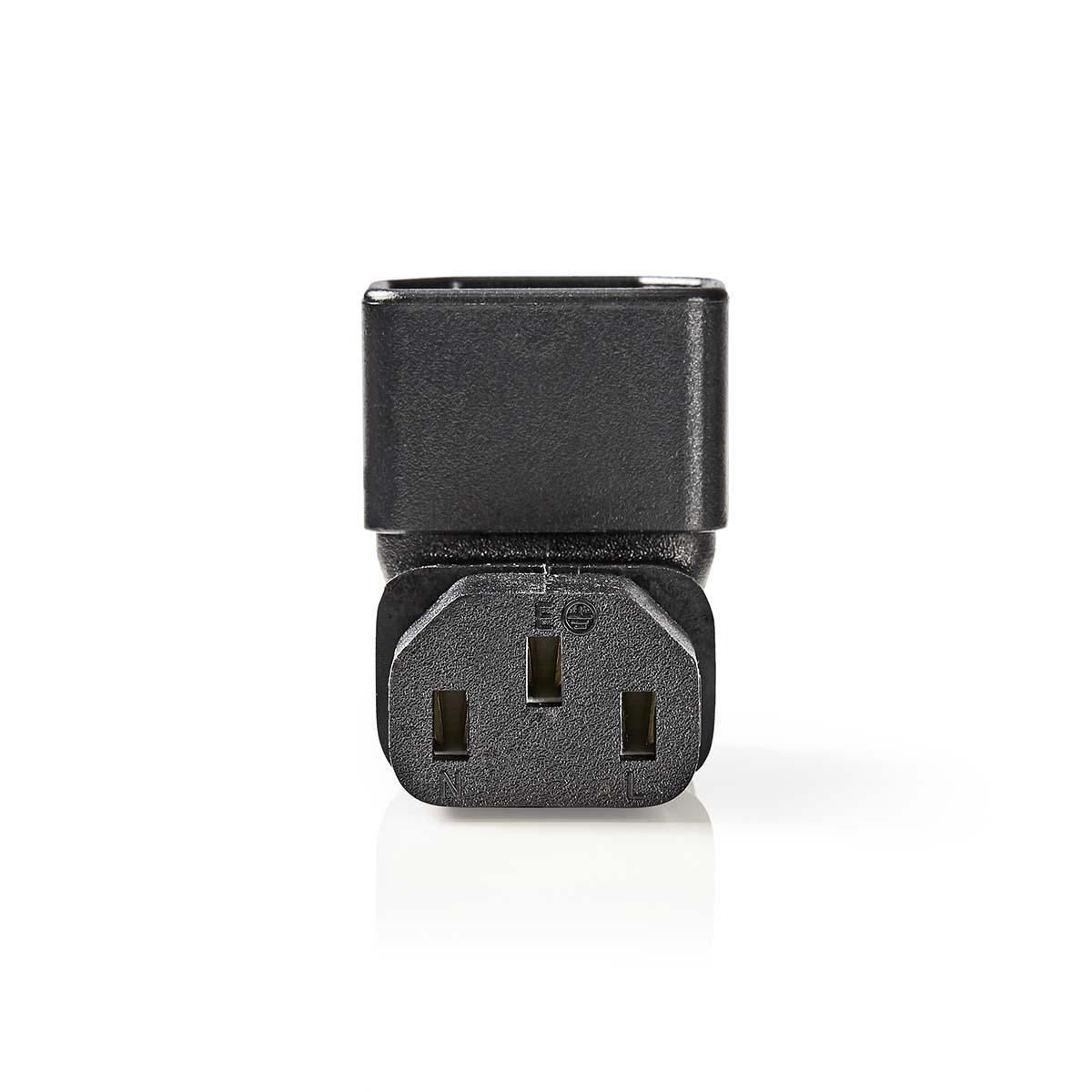 Nedis Cable Adapter Plug | IEC-320-C13 | IEC-320-C14 | Angled 90° | Nickel Plated | PVC | Black | Box | 1 pcs