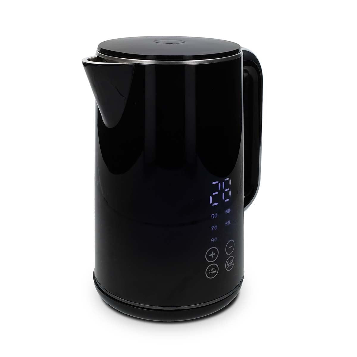 Nedis Electric Kettle | 1.7 l | Plastic | Black | 50,60,70,80,90,100 °C | Temperature indicator | Rotatable 360 degrees | Concealed heating element | Strix® controller | Boil-dry protection
