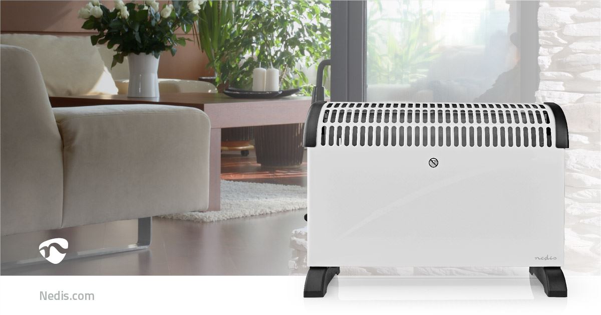 Nedis Convection Heater | 2000 W | 3 Heat Settings | Adjustable thermostat | Fall over protection | Integrated handle(s) | White
