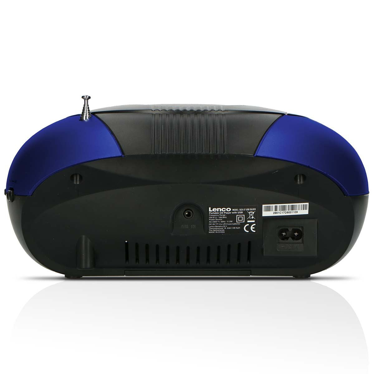 Lenco SCD-37 USB Blue Portable FM Radio CD and USB player Blue