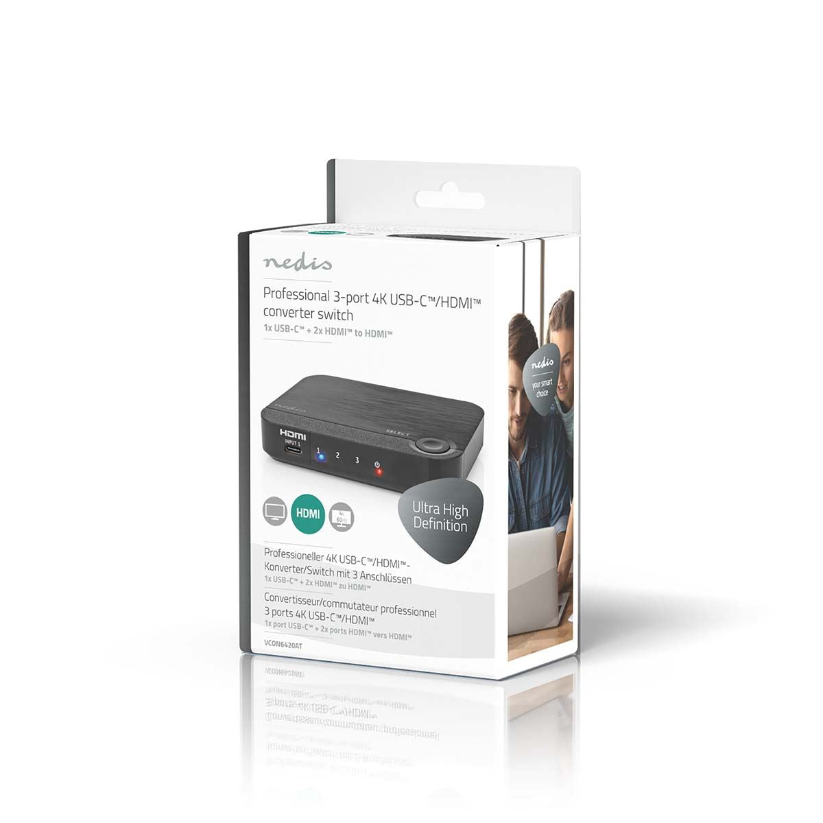 Nedis HDMI™ Converter | 1x USB-C™ / 2x HDMI™ Input | 1x HDMI™ Output | 1-way | 4K@60Hz | 18 Gbps | ABS | Anthracite