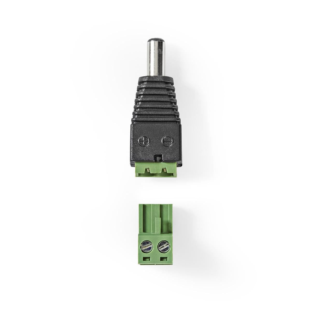 Nedis CCTV Security Connector | 2-Way Terminal Block | 5.5 x 2.1 mm Male | Male | Black / Green