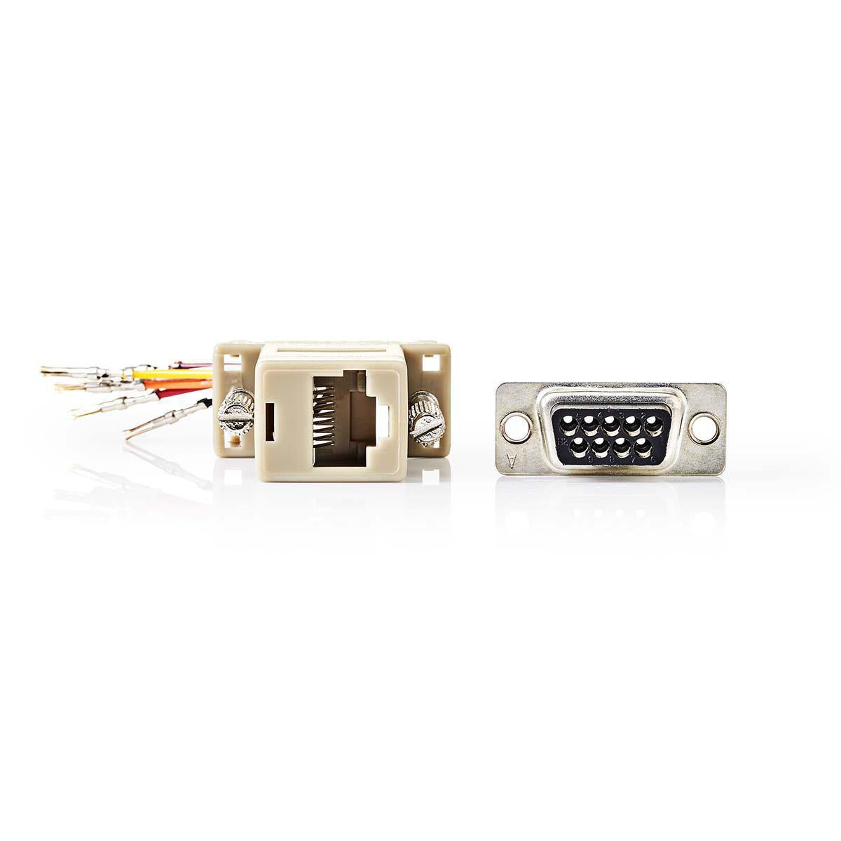 Nedis Serial Adapter | Adapter | D-SUB 9-Pin Female | RJ45 Female | Nickel Plated | Ivory | Box