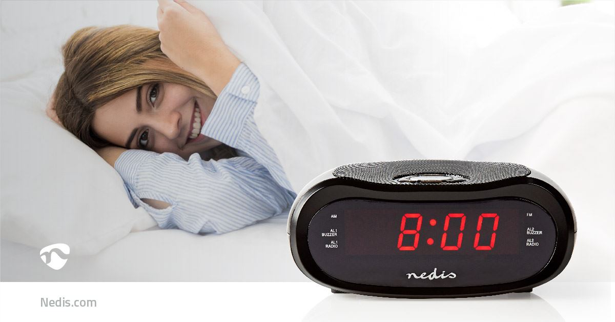 Nedis Digital Alarm Clock Radio | LED Display | AM / FM | Snooze function | Sleep timer | Number of alarms: 2 | Black