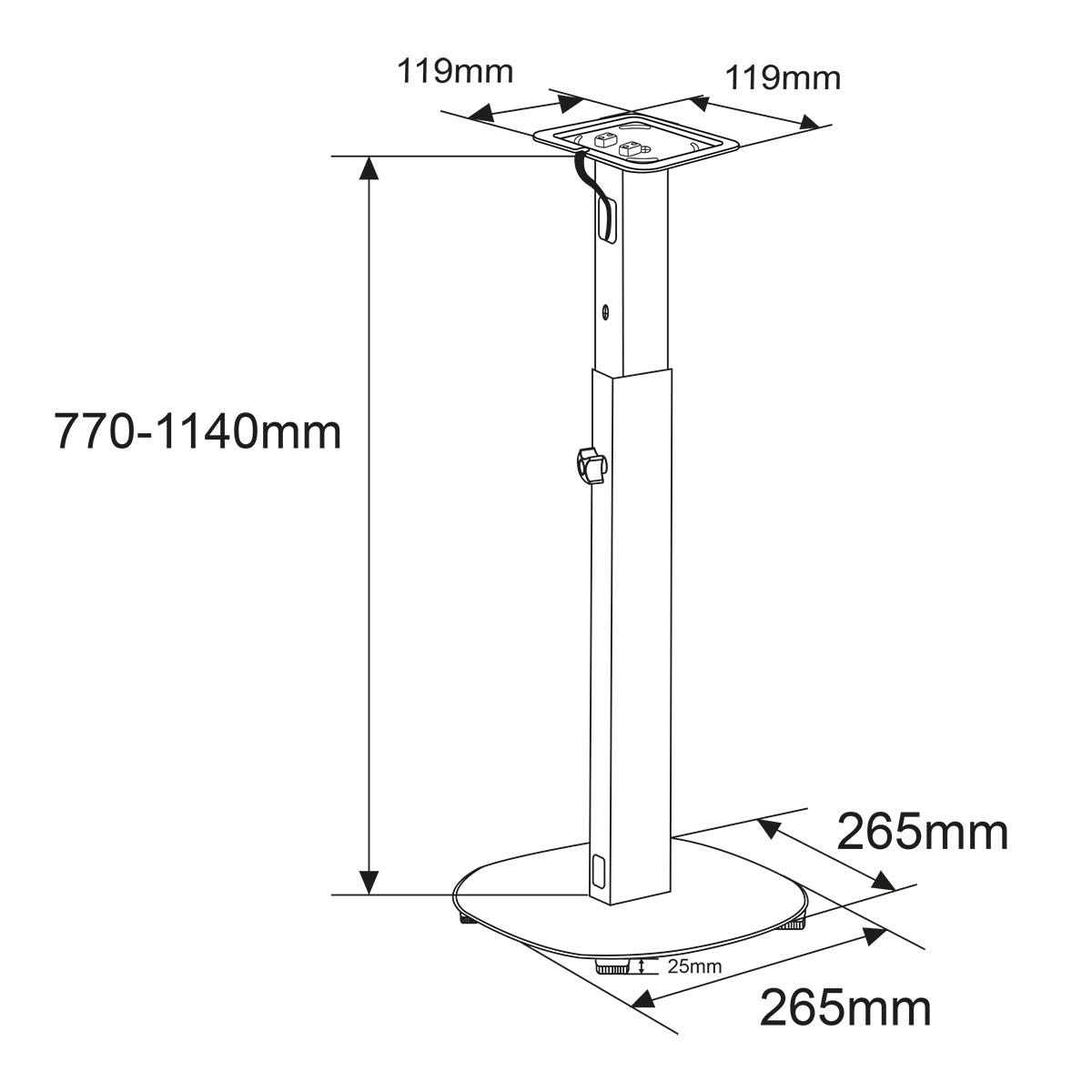 Nedis Speaker Mount | Compatible with: Sonos® One SL™ / Sonos® One™ / Sonos® PLAY:1™ | Floor | 10 kg | Height Adjustable | ABS / Steel | Black