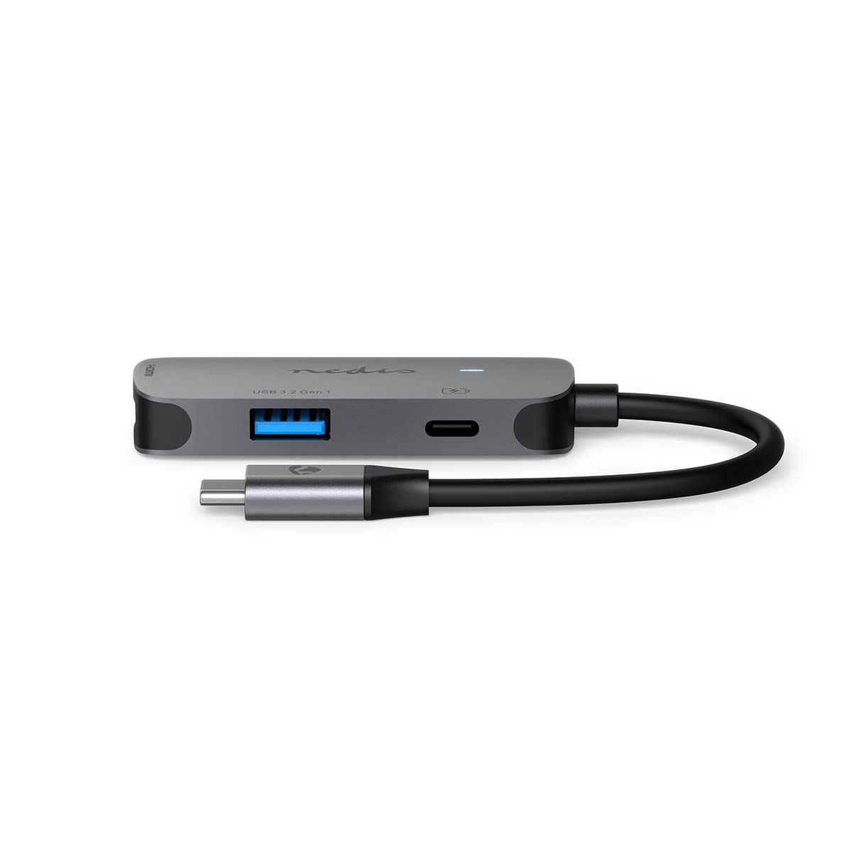 Nedis USB Multi-Port Adapter | USB 3.2 Gen 1 | USB-C™ Male | HDMI™ Output / USB-A Female / USB-C™ Female | 5 Gbps | 0.10 m | Round | Nickel Plated | PVC | Grey | Box
