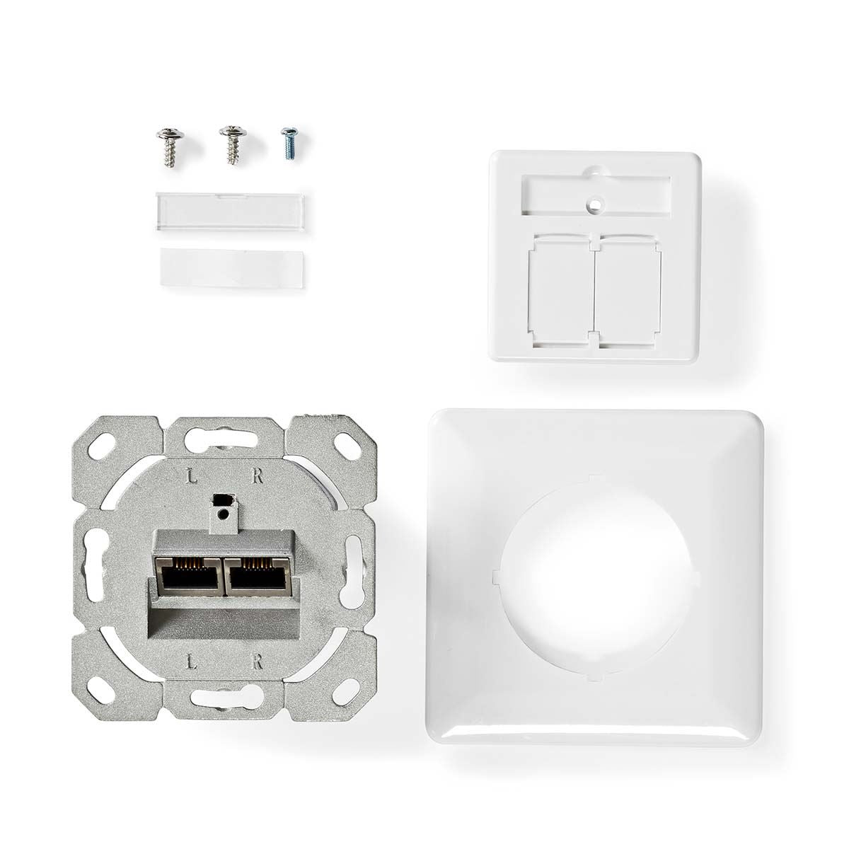 Nedis Network Wall Box | In-Wall | 2 port(s) | CAT7 | Straight | Female | Gold Plated | PVC | Ivory | Box