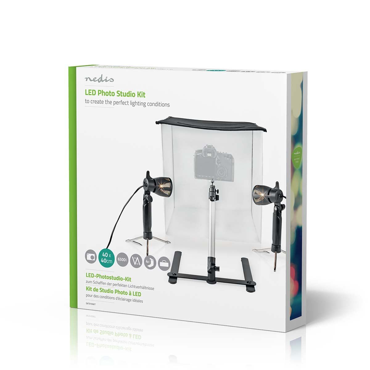 Nedis Portable Photo Studio Kit | 400 lm | Foldable | Backgrounds included | Travel bag included | Black