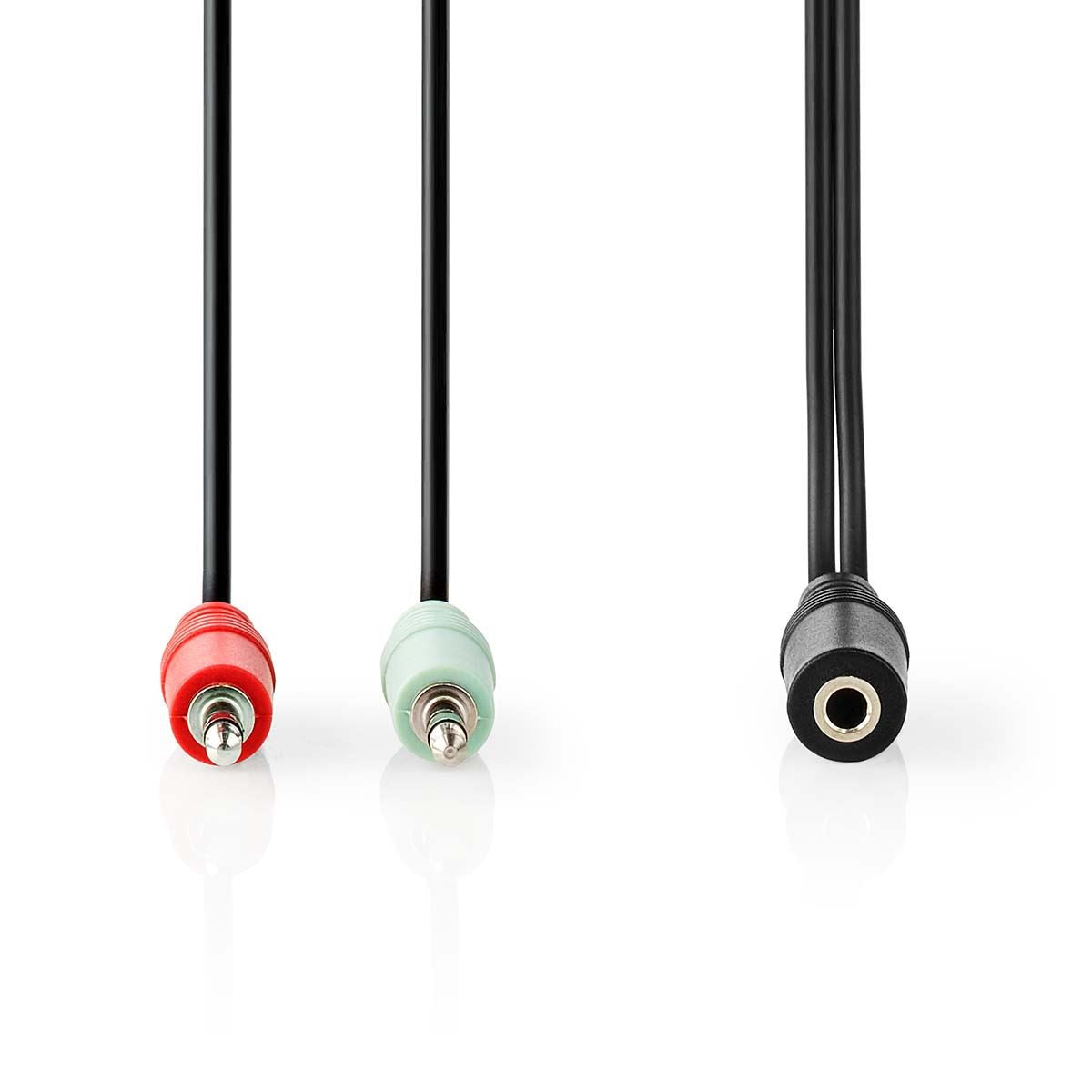 Nedis Stereo Audio Cable | 3.5 mm Female | 2x 3.5 mm Male | Nickel Plated | 0.20 m | Round | Black | Box
