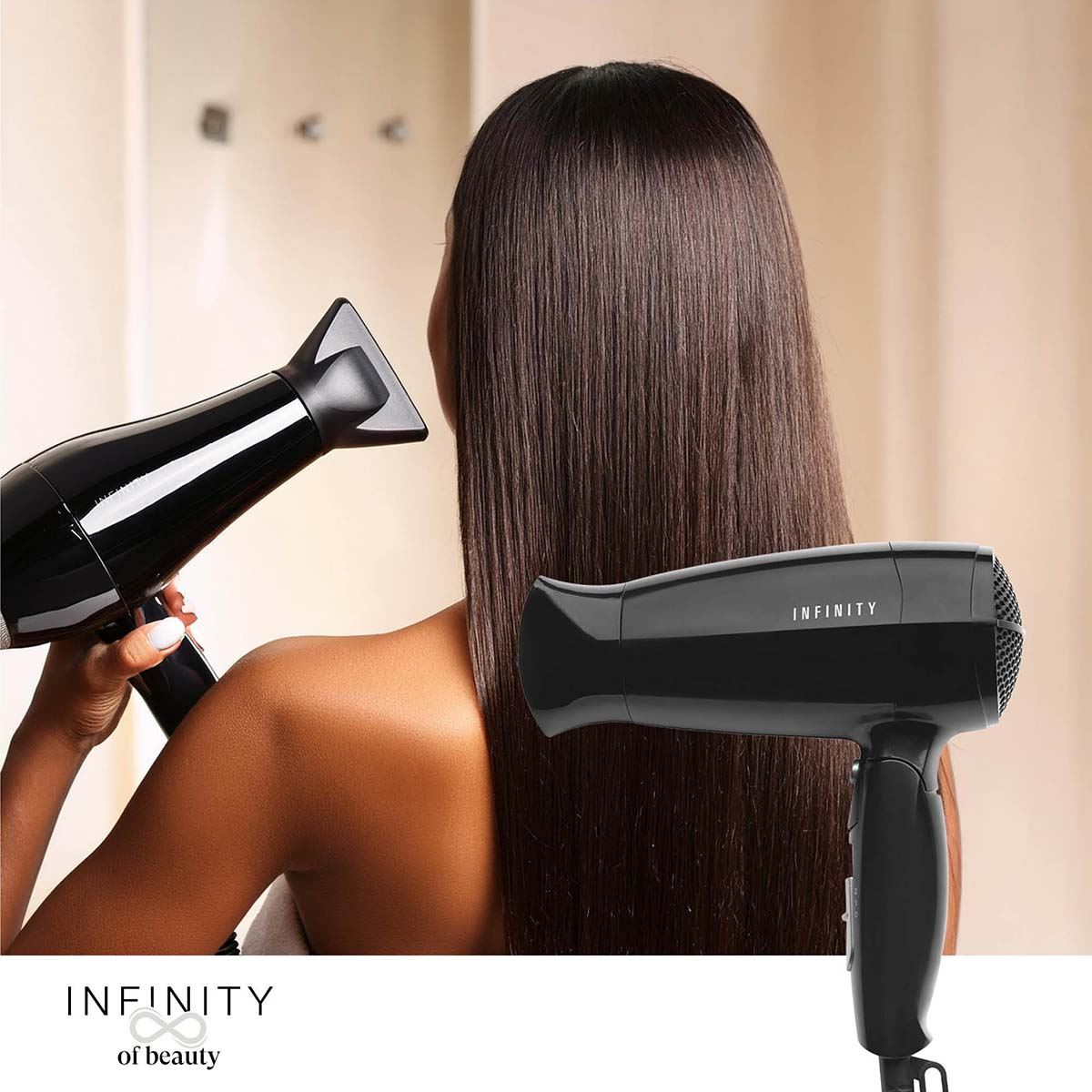MELISSA Hair Dryer | Ideal for Travel with Foldable Handle 1600W | Black