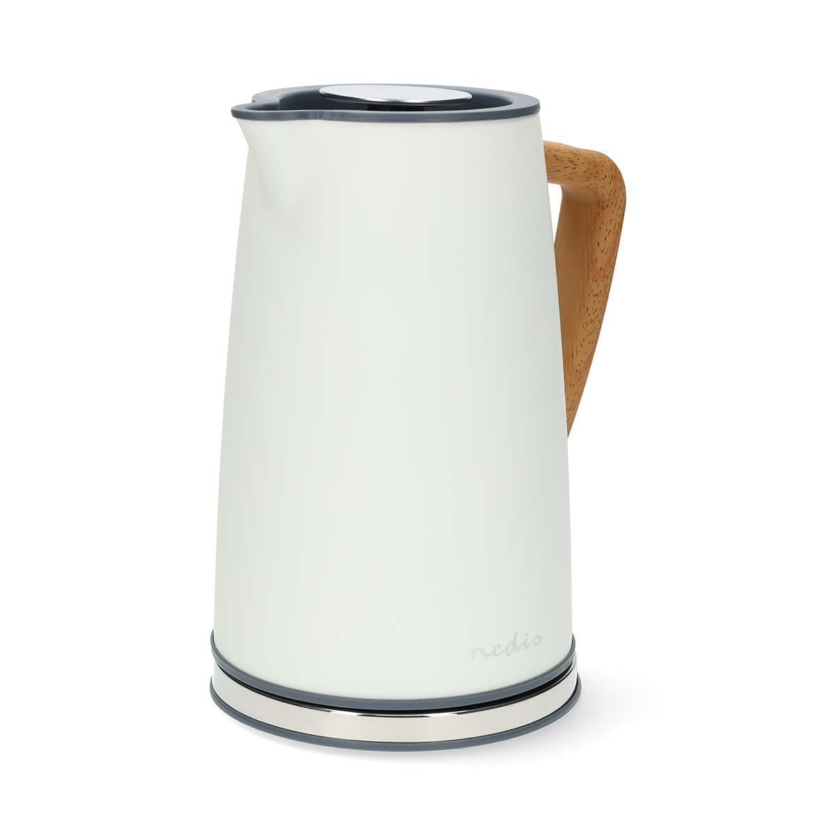 Nedis Electric Kettle | 1.7 l | Soft-Touch | White | Rotatable 360 degrees | Concealed heating element | Strix® controller | Boil-dry protection