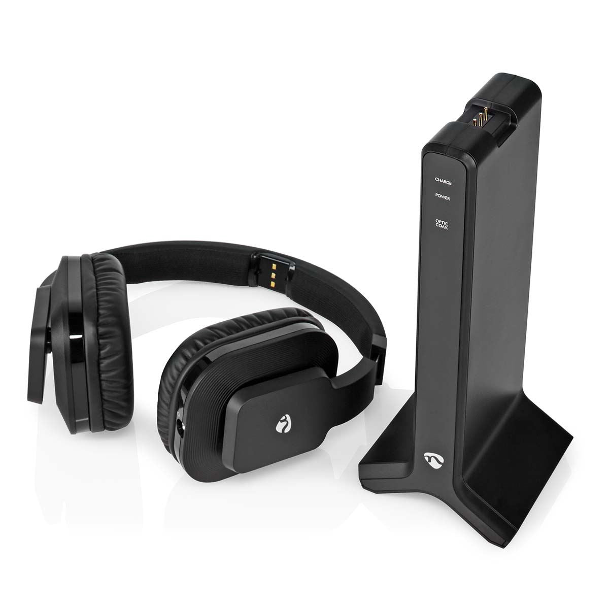 Nedis Wireless TV Headphones | RF | Over-Ear | Maximum battery play time: 8 hrs | 25 m | Digital Audio | Charging dock | Black