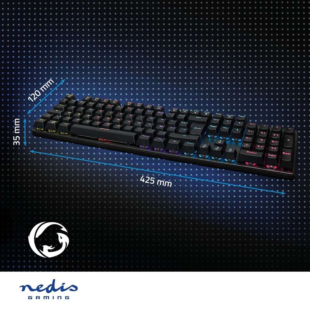 Nedis Wired Gaming Keyboard | USB Type-A | Mechanical Keys | LED | AZERTY | FR Layout | USB Powered | Power cable length: 1.50 m | Gaming