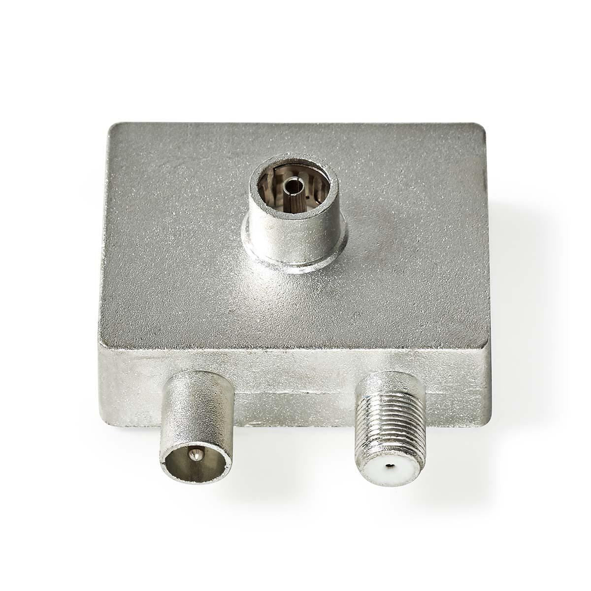 Nedis Satellite & Antenna Adapter | IEC (Coax) Female | F Female / IEC (Coax) Male | Nickel Plated | 75 Ohm | Straight | Metal | Metal / Silver | 1 pcs | Box