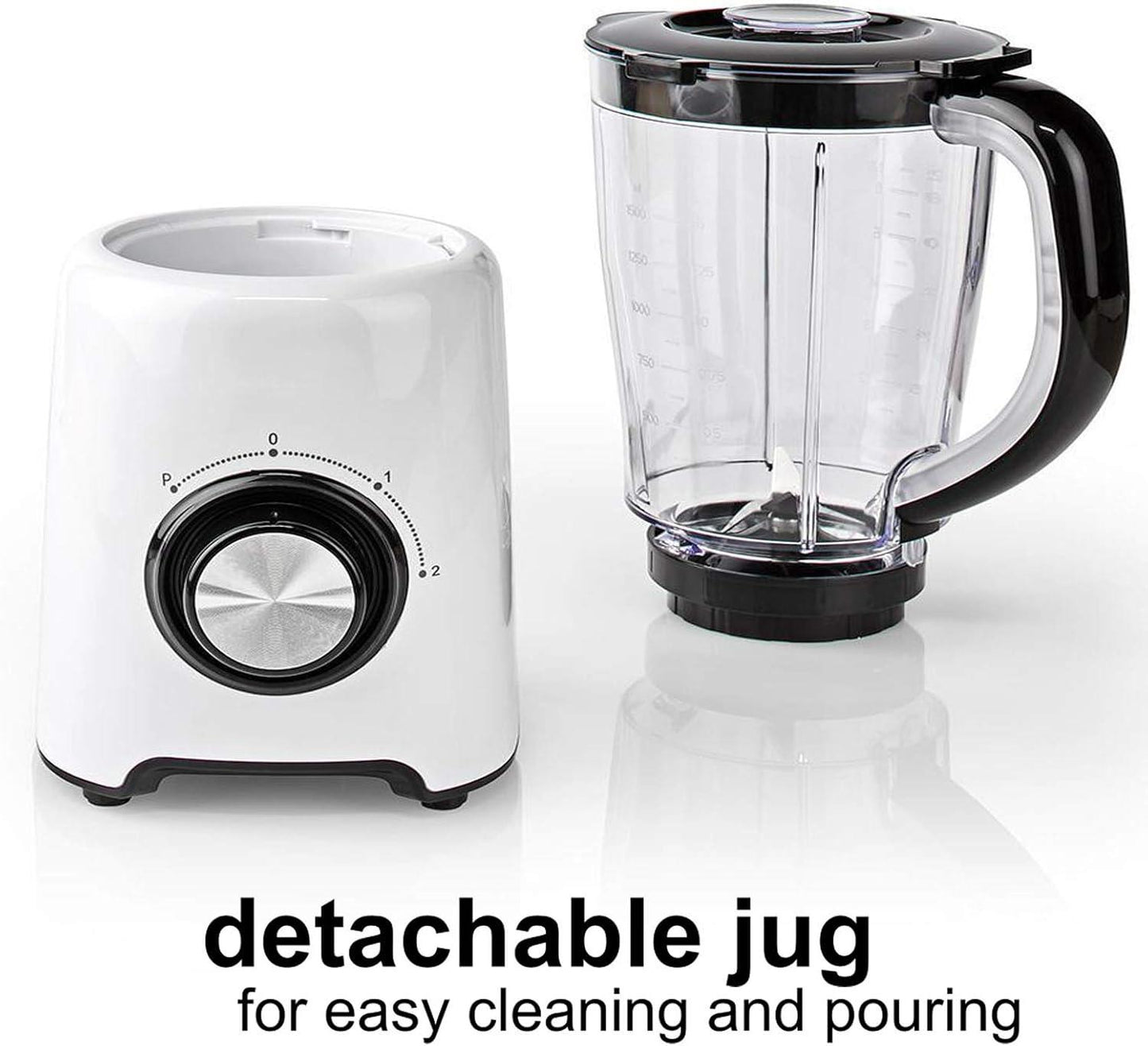 Nedis Stand Blender | 800 W | 1.5 l | Plastic | 2-Speed Setting | Black / White