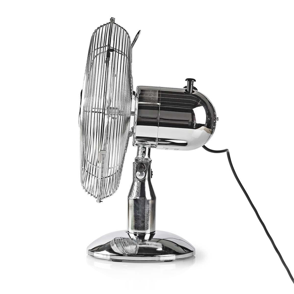 Nedis Table Fan | Mains Powered | Diameter: 300 mm | 35 W | Oscillation | 3-Speed | Chrome