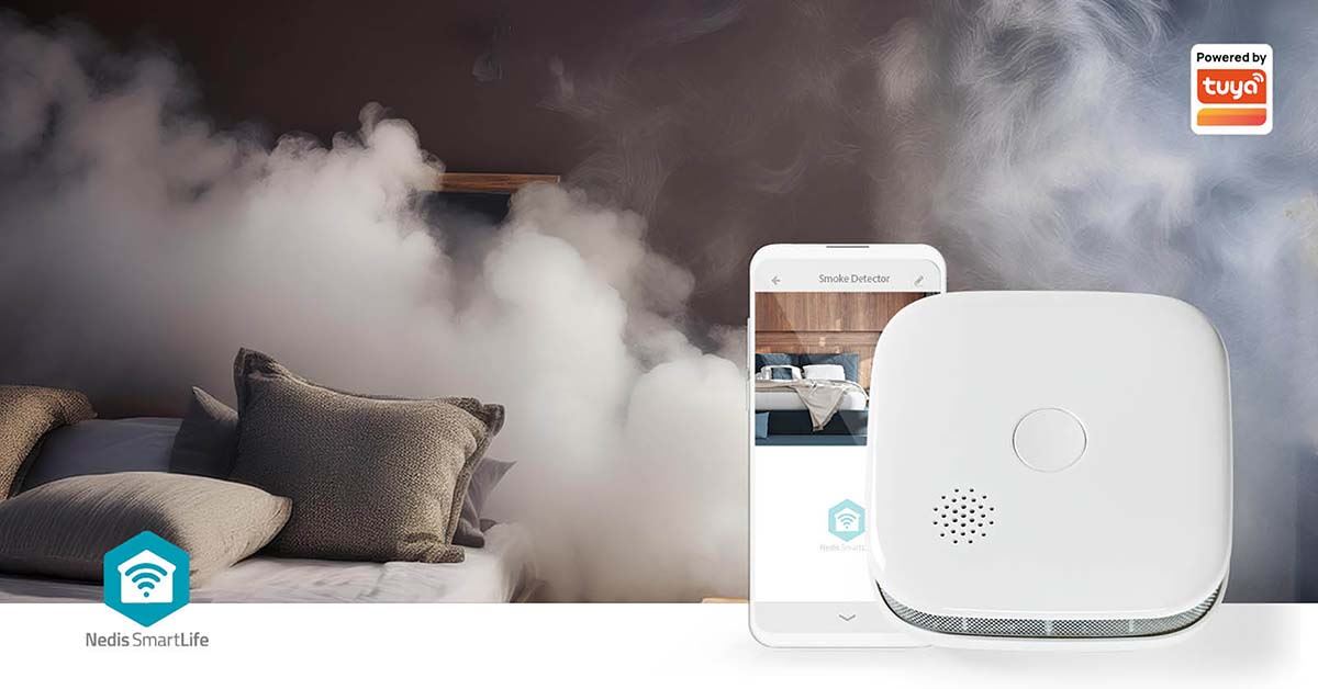 Nedis SmartLife Smoke Detector | Wi-Fi | Battery Powered | Sensor life cycle: 10 year | EN 14604 | Max. battery life: 24 Months | 85 dB | White | 1 pcs