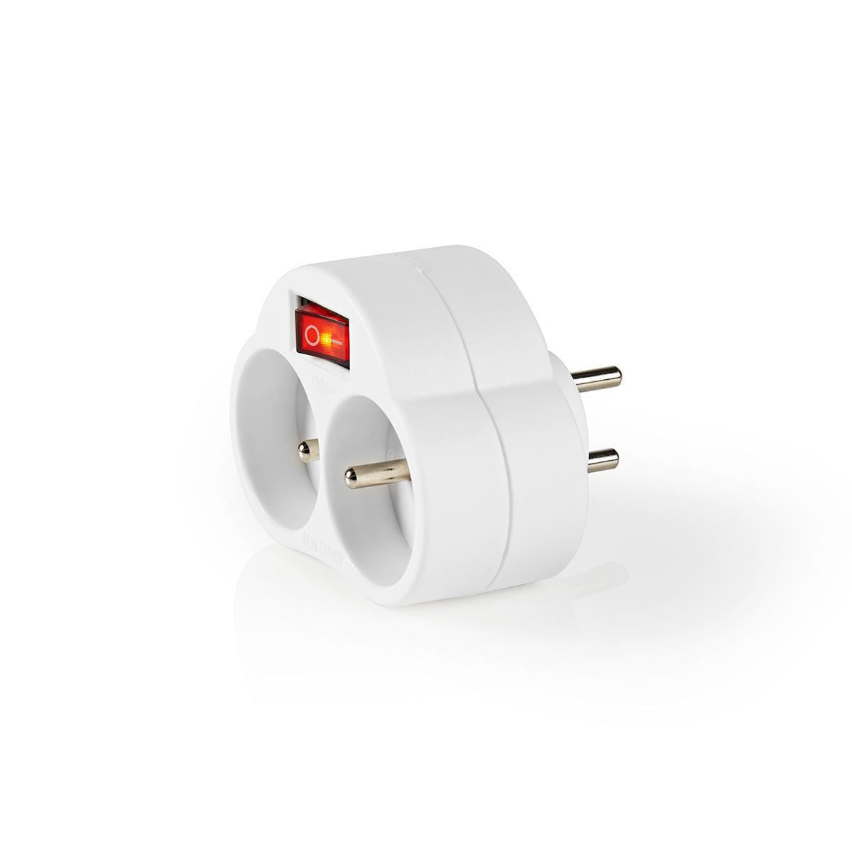 Nedis Power Socket Splitter | French / Type E (CEE 7/6) | 250 V AC 50/60 Hz | Type E (CEE 7/6) | 250 V AC 50/60 Hz | 16.0 A | 3500 W | On/Off switch | White