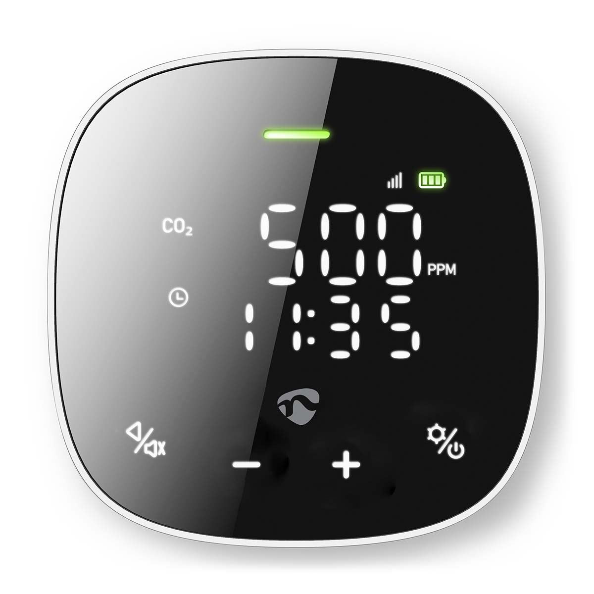Nedis SmartLife Air Quality Monitor | Wi-Fi | Including display | Carbon Dioxide (CO2) / Humidity / Temperature | Android™ / IOS | Black / White