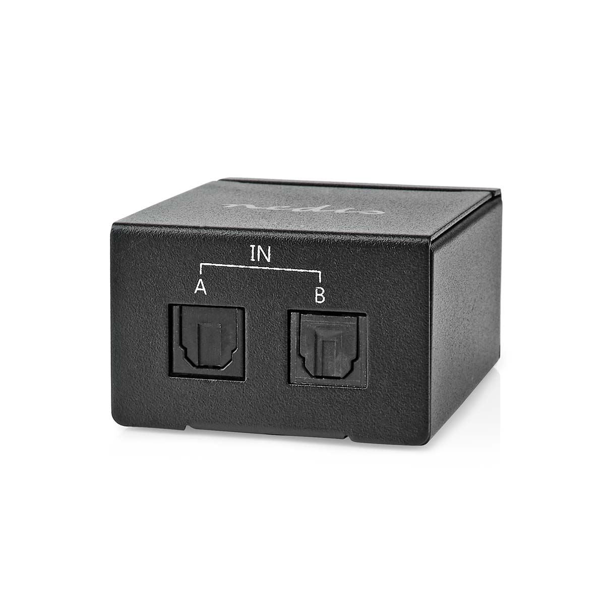 Nedis Digital Audio Switch | 2-way | Connection input: DC Power / 2x TosLink | Connection output: TosLink Female | Manual / Switch | Metal | Black