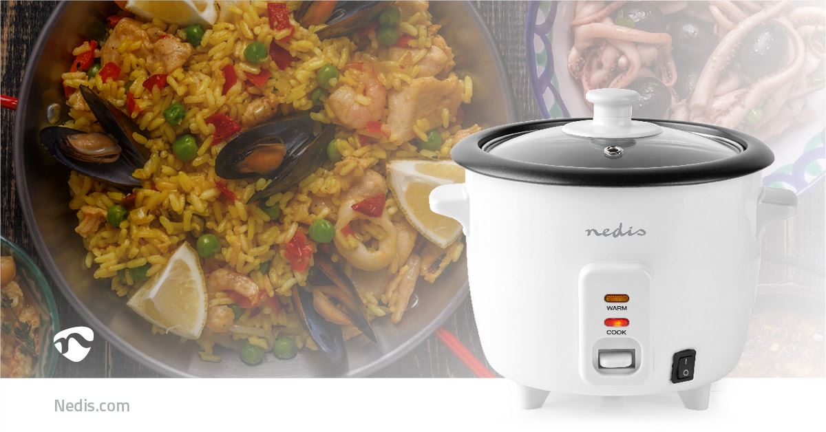 Nedis Rice Cooker | 0.6 l | 300 W | Aluminum Steamer | Non stick coating | Removable bowl | Auto shut-off