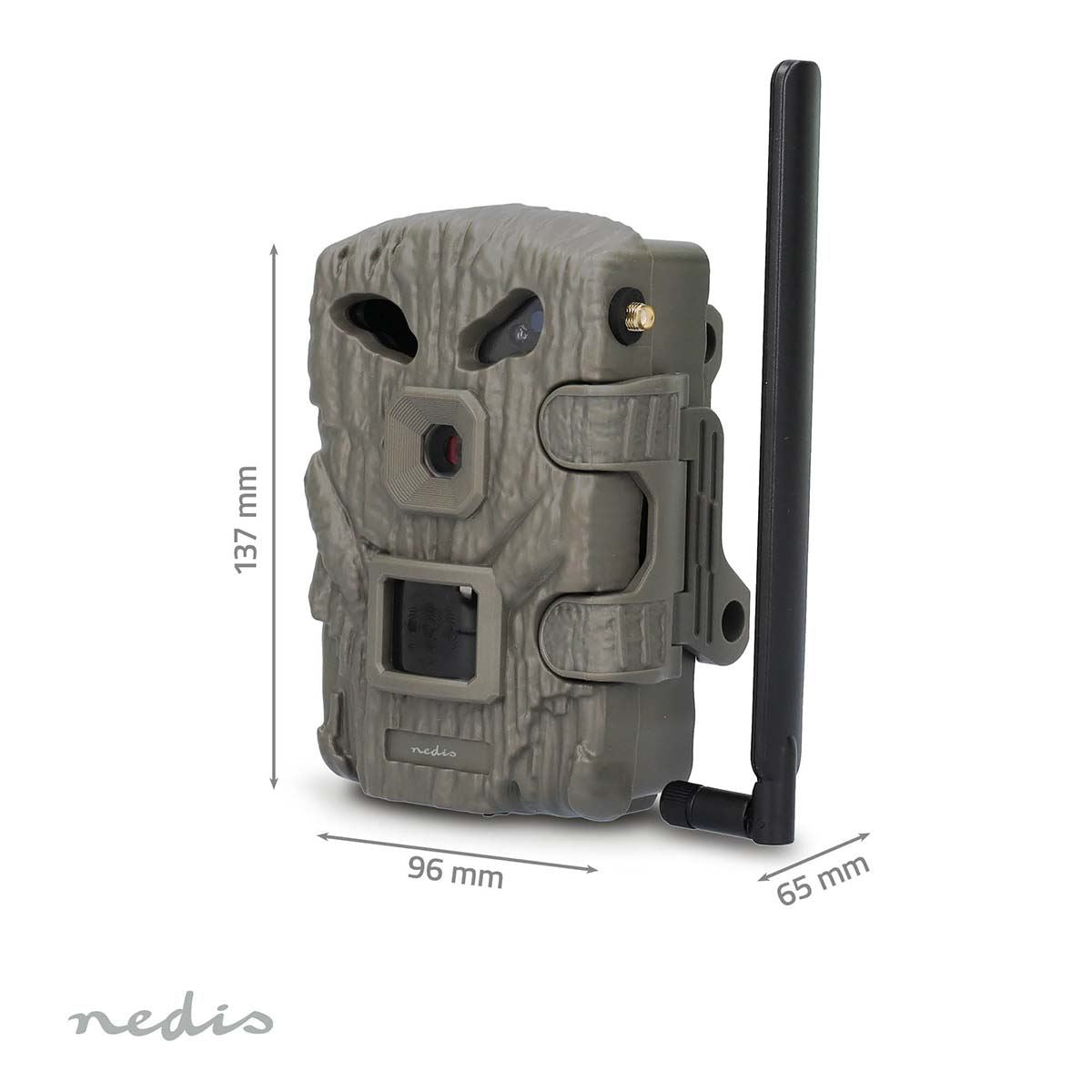 Nedis Wildlife Camera | 4G | 1080p@30fps | 30.0 MPixel | 2 MPixel CMOS | IP66 | 4G | Black No-Glow IR | Night vision | Viewing angle: 50 ° | Motion sensor | Detection angle: 50 ° | Detection range: 20 m | LCD Screen | Green