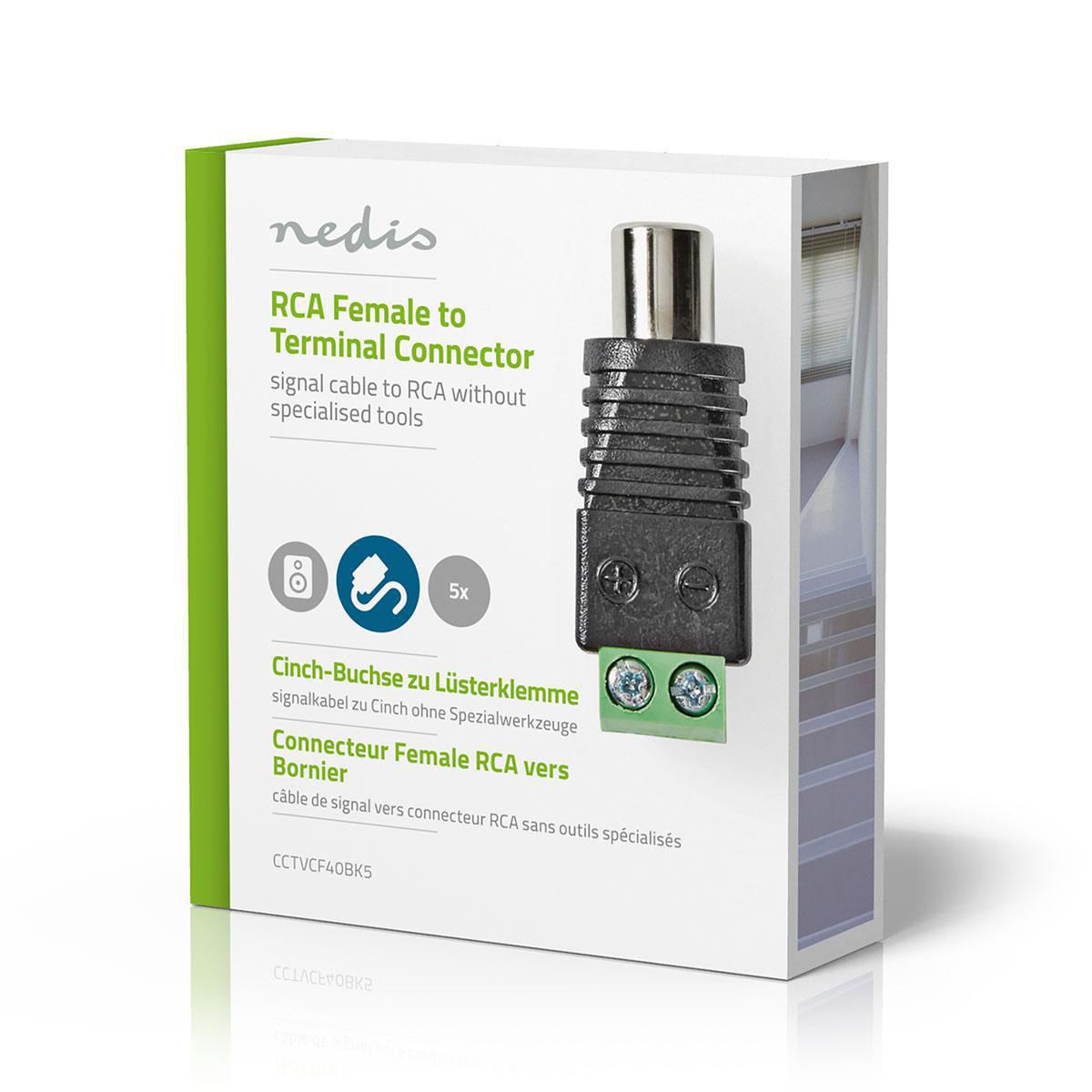 Nedis CCTV Security Connector | 2-Way Terminal Block | DIN Female | Female | Black / Green